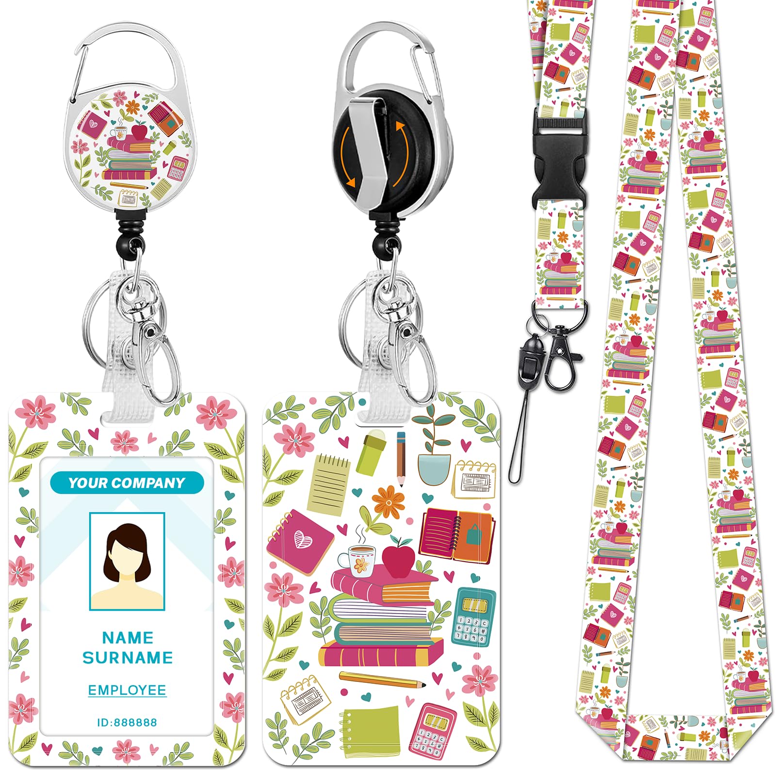 Hancynir Teacher Lanyards for Id Badges, Badge Holder Retractable Reel Clip