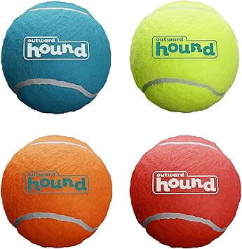 Outward Hound Squeaker Ballz Fetch Dog Toy, Large, 4-Pack for All Breed Sizes