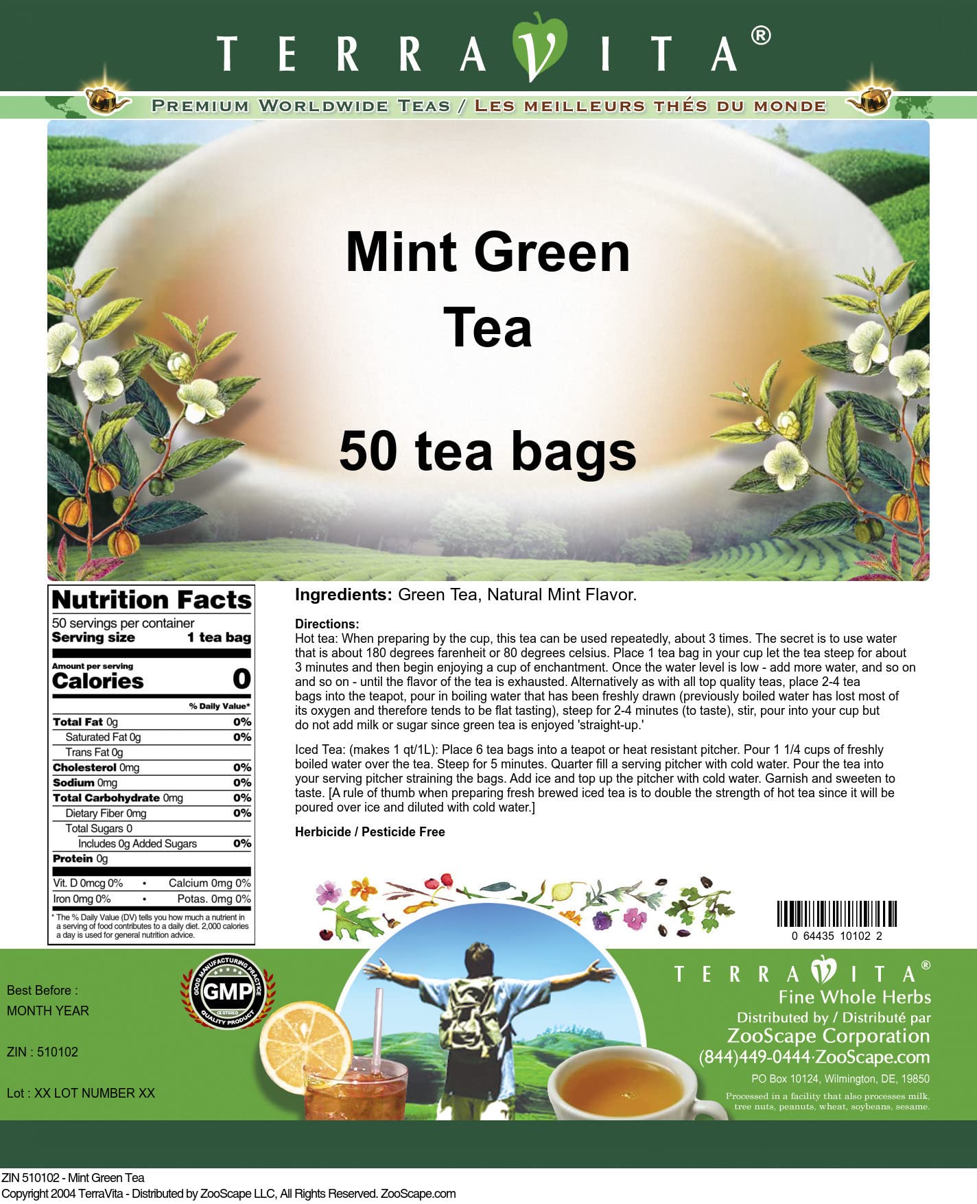 Amazon.com : Mint Green Tea (50 tea bags, ZIN: 510102) : Grocery
