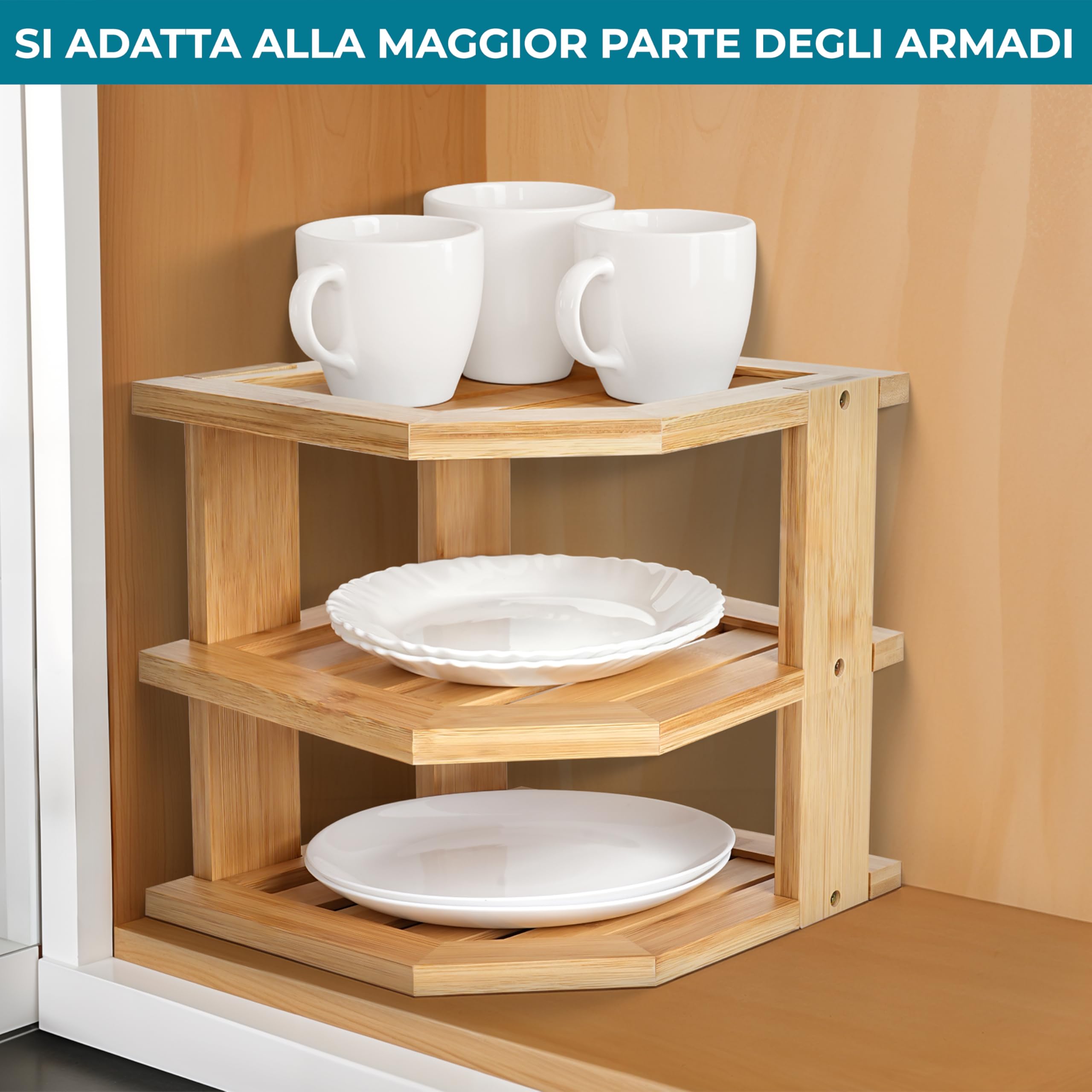 Scaffale Angolare In Legno 2 Ripiani Winter Shore - Per Bagno, Cucina O Toilette - Salvaspazio E Pratico - Foto 9