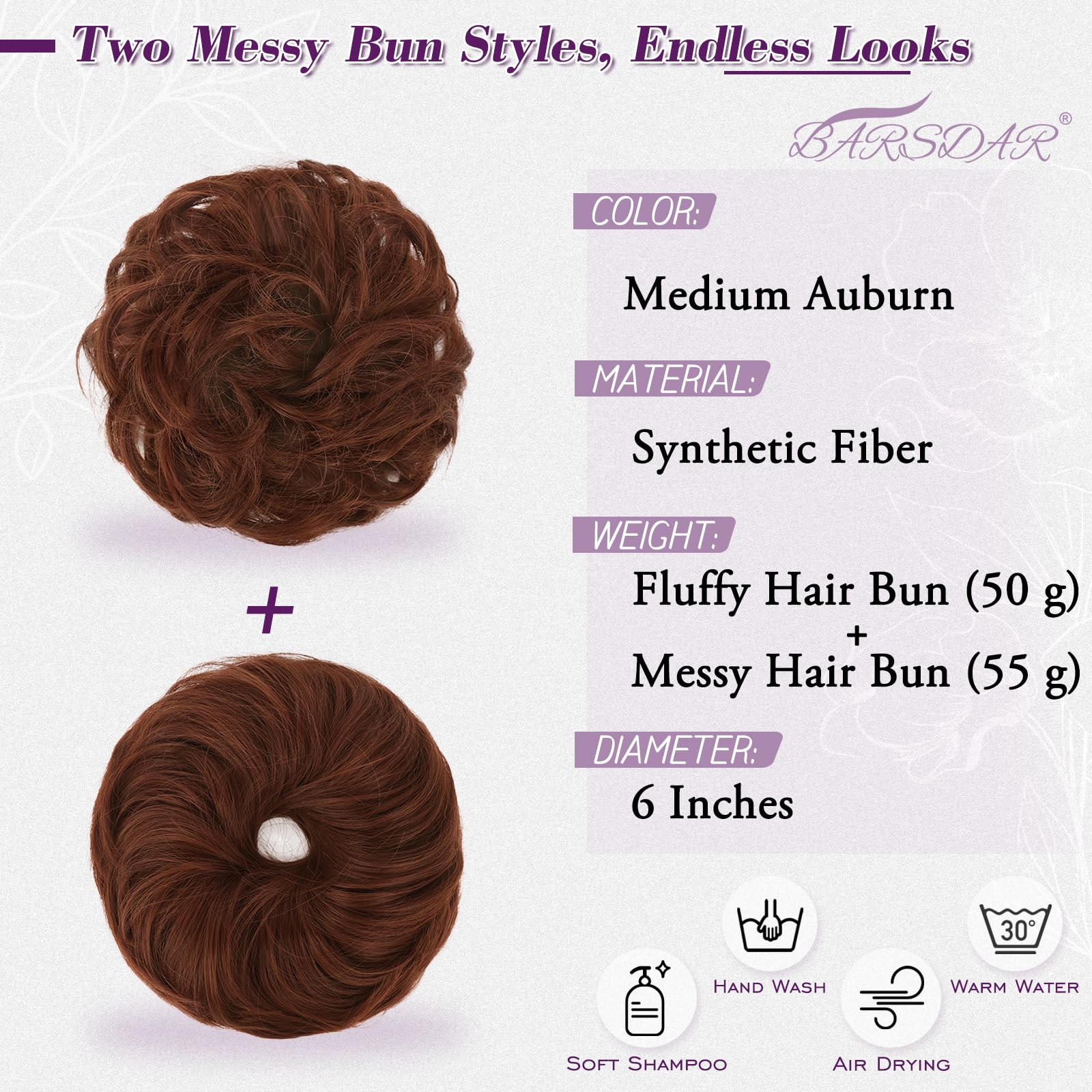 BARSDAR 2 PCS Messy Bun Hair Pieces - Image 2