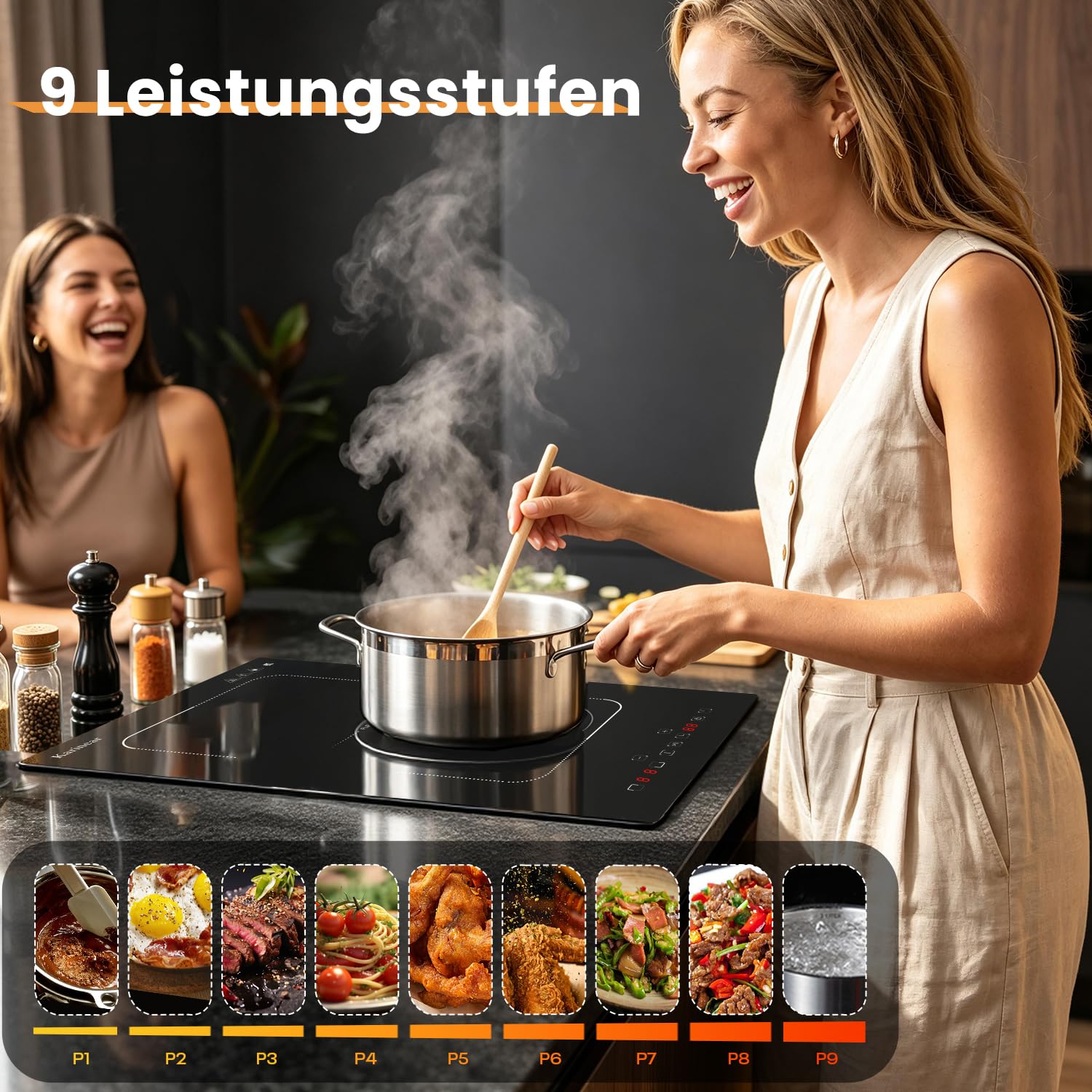 Karinear Induktionskochfeld 2 Platten 30CM Einbau Touch-Steuerung 240V mit Stecker