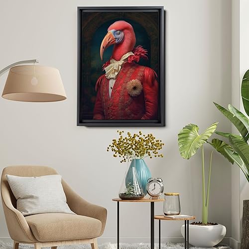 Miniatura 6 de Renaissance Animal Fusion, Flamingo Vintage Portrait - Altered Art Print Blending Animal and Human Features