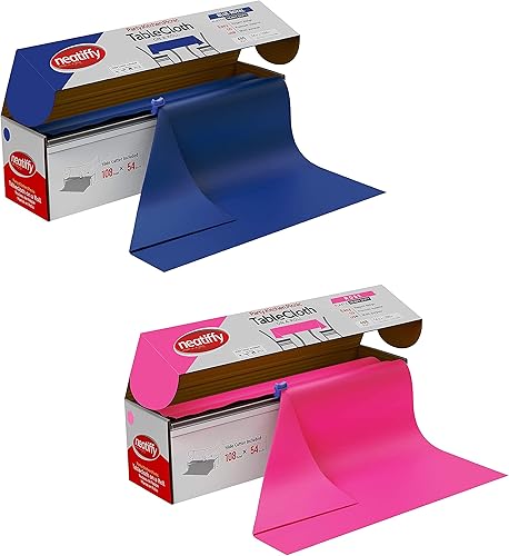 Neatiffy Rollo de mantel de plástico desechable  54 pulgadas x 108 pies  Mantel impermeable para mesas rectangulares, cuadradas, redondas ovaladas