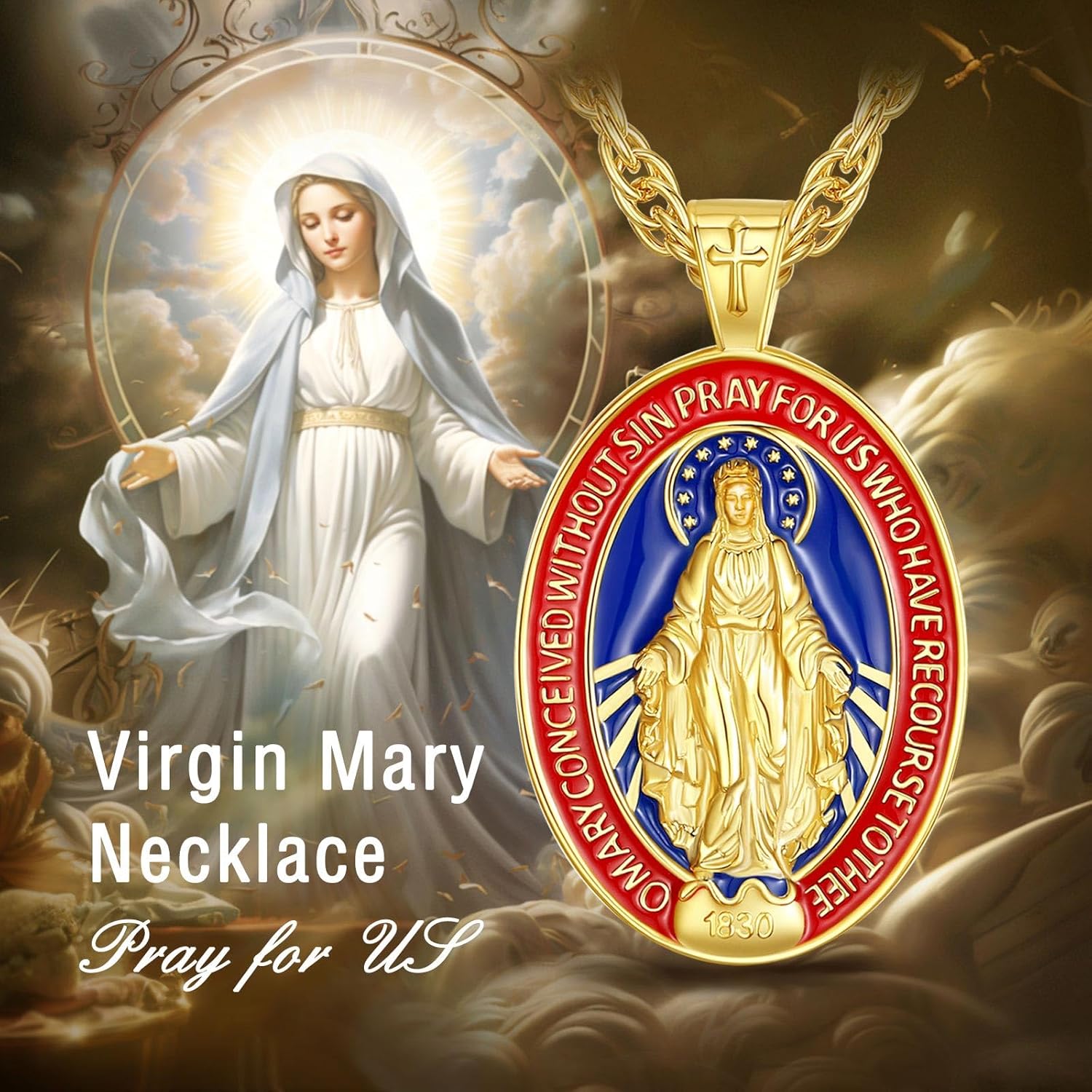 EUDORA S925 Sterling Silver Virgin Mary/ST Benedict/St Christopher/Archangel Michael Raphael Metatron/St Tude Crucifix Necklace Bible Verse Pendant Protection Religious Jewelry Gifts For Men Women - Image 4