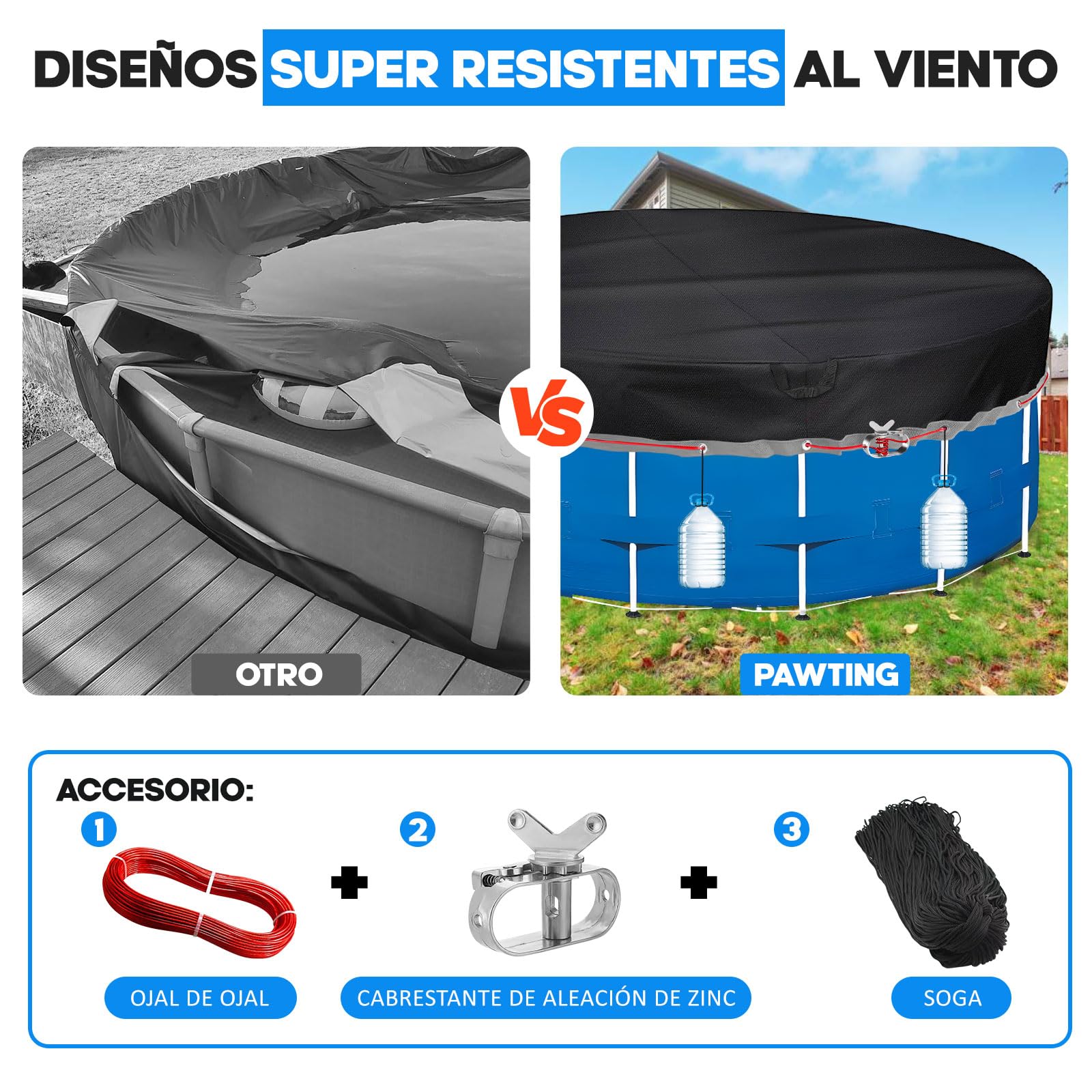 Cubre Piscinas Redondas Ø 310 Für Ø240-305cm Piscinas, UV-Resistente Cobertor de Invierno para Piscina für INTEX Piscinas