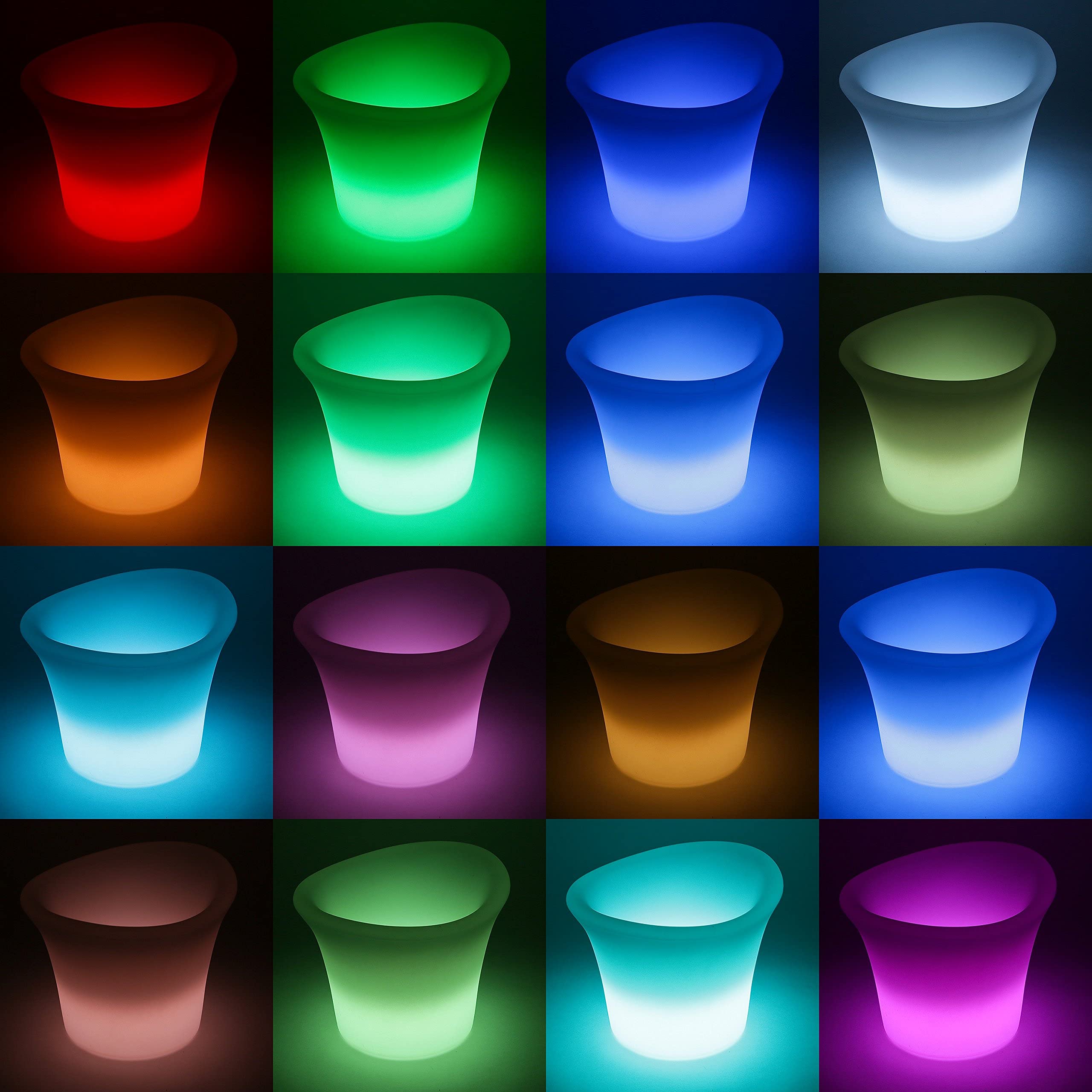 Led Eiskübel Eisbehälter Sektkühler 28x37x31 cm 16 Farben Akku Kabellos Fernbedienung Flaschenkühler Getränkekühler Eiswürfelbehälter
