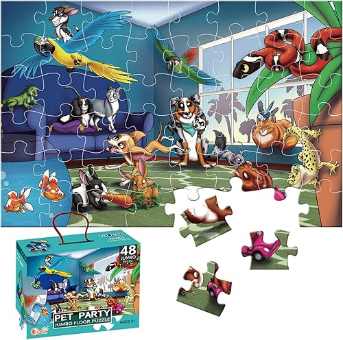Rompecabezas de suelo jumbo para niños de 3 a 5 años, 48 piezas, juguetes de desarrollo de aprendizaje preescolar, rompecabezas de piso grande para