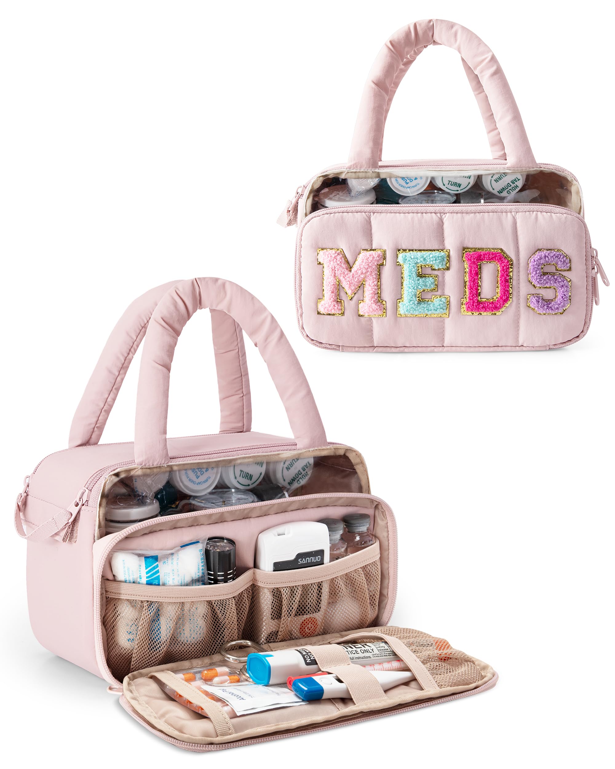 Fasrom Sac Infirmiere Liberales avec Lettre en Chenille | Trousse de Premiers Secours de Voyage pour Visite à Domicile en Portant Fournitures Médicales