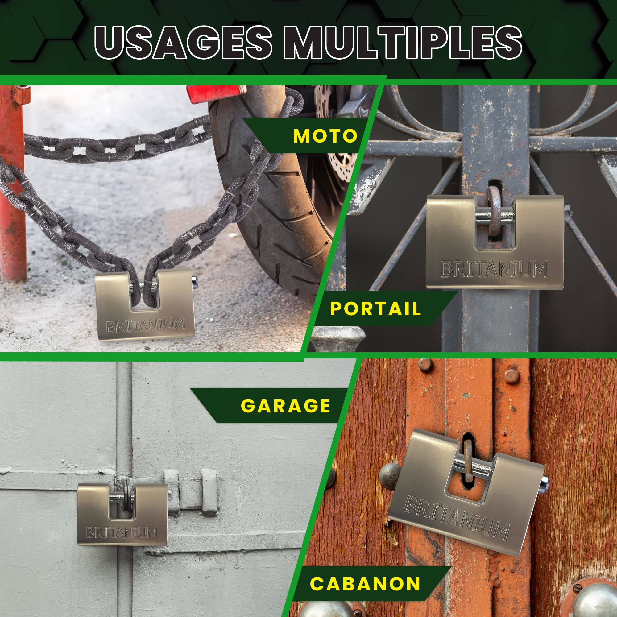 BRP84 Cadenas Container Antivol avec 5 Clés - Anse 12 mm Anti-Cisaille, Cylindre Anti-Perçage | Serrure de Sécurité pour Portail, Garage, Remorque Attelée