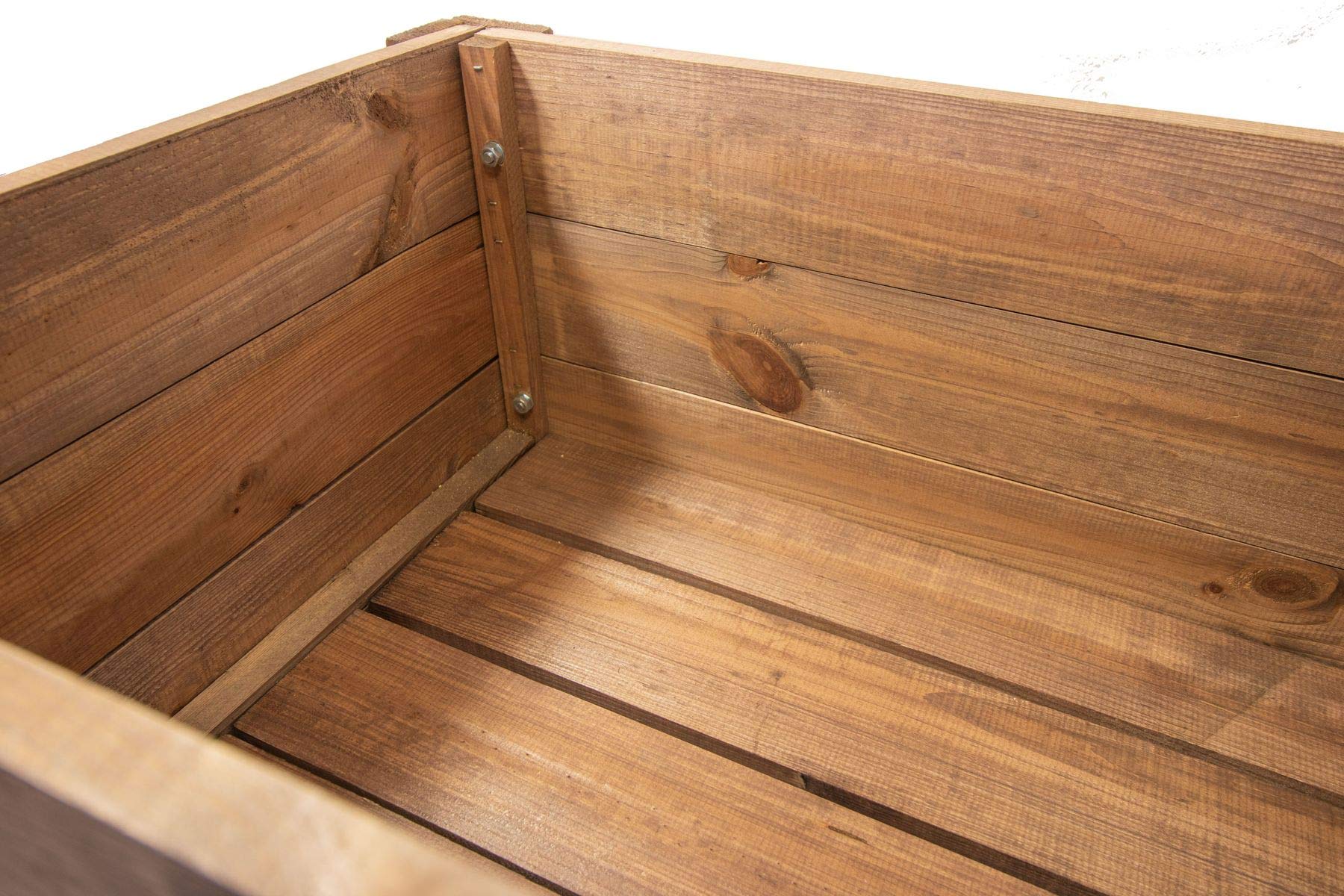mgc24 Fioriera rialzata in legno di pino marrone scuro, rettangolare, per giardino, terrazza, balcone, 80 x 37,6 x 78 cm, con ripiano
