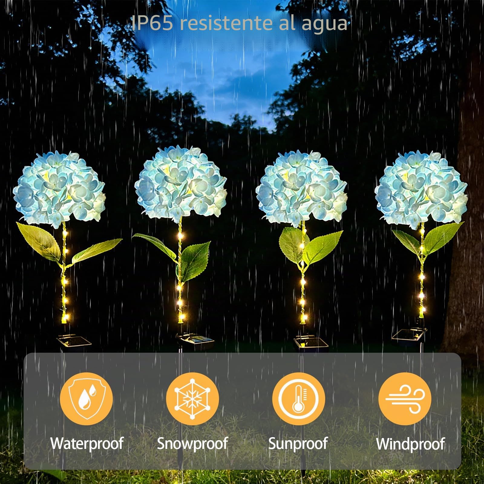 Luces Solares Flores Jardín Exterior, 2 Piezas Luz Solar Flores LED, Lámparas Solares Decorativa IP65 Impermeable, Decoración para Patio, Césped, Boda, Fiestas, Navidad, Blanca Cálida
