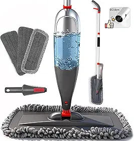 Mop Spray com Reservatório 800ml,Mop de Limpeza,3 Refis Laváveis,Haste de Alumínio,Limpeza De Chão Seco E úmido,