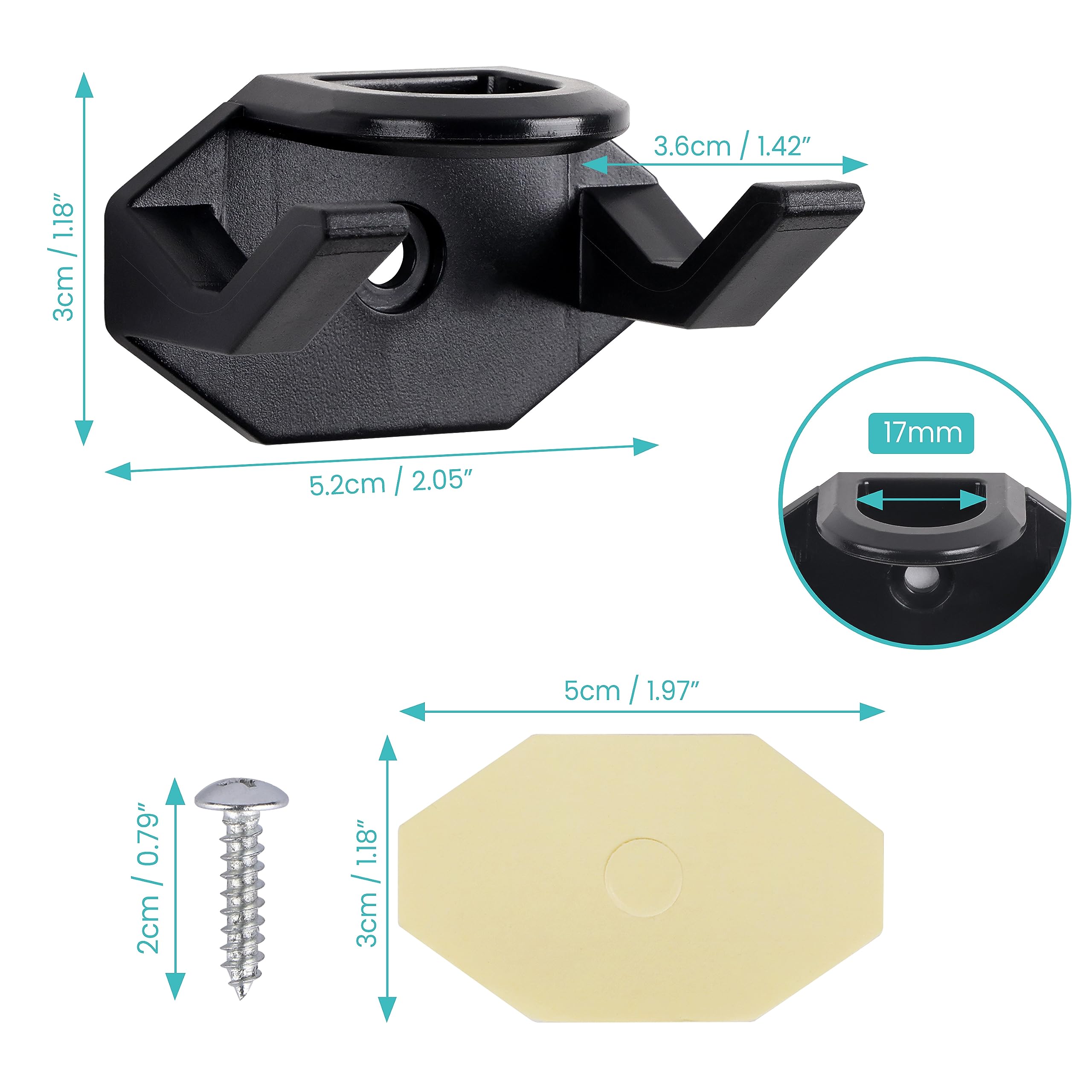 BELLE VOUS Ganci Adesivi Neri per Cappelli - Confezione da 16 - Porta Cappelli Muro - Gancio Adesivo Nero - Portacappelli da Parete - Autoadesivi - per Cappellini da Baseball