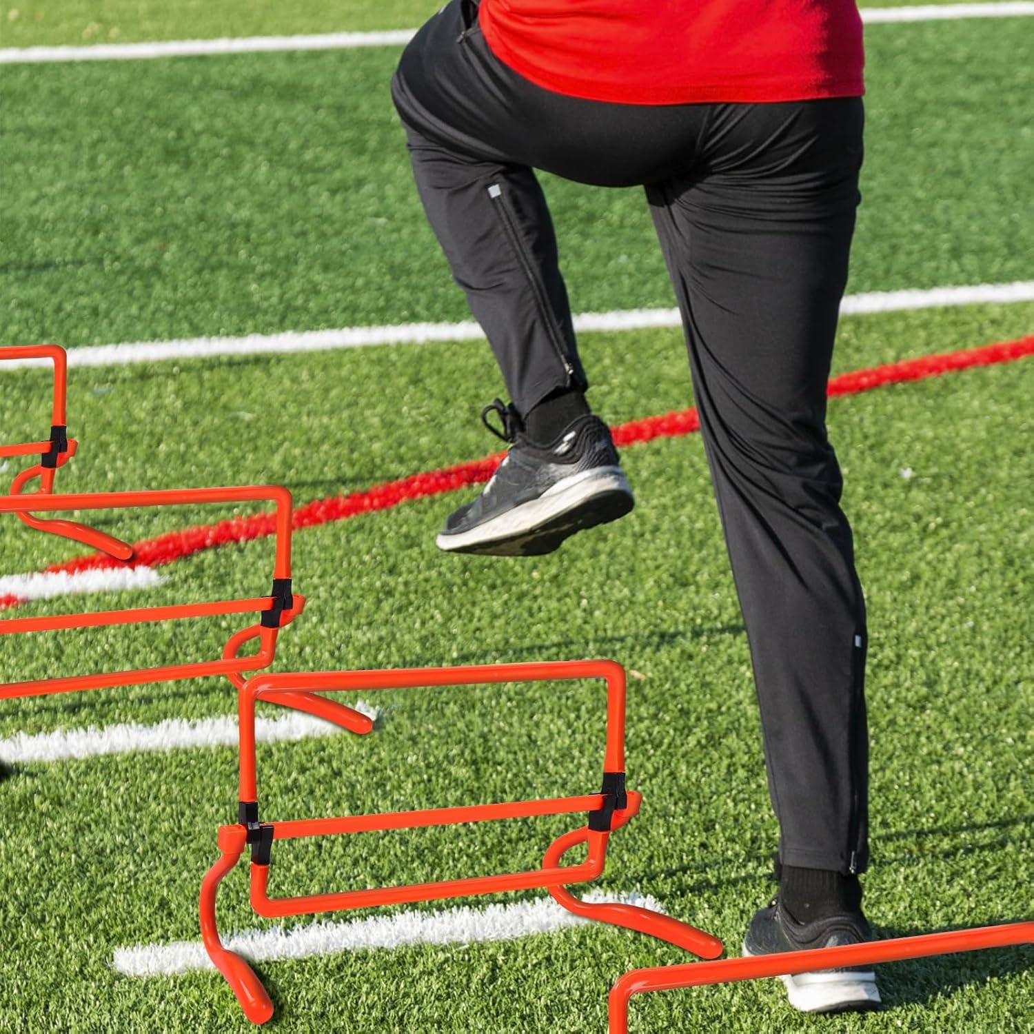 Vallas de entrenamiento de fútbol naranja, 5 piezas de vallas ajustables de entrenamiento de fútbol 4 alturas de ajuste Equipo de entrenamiento de velocidad de agilidad Innovaciones plegables Juego de