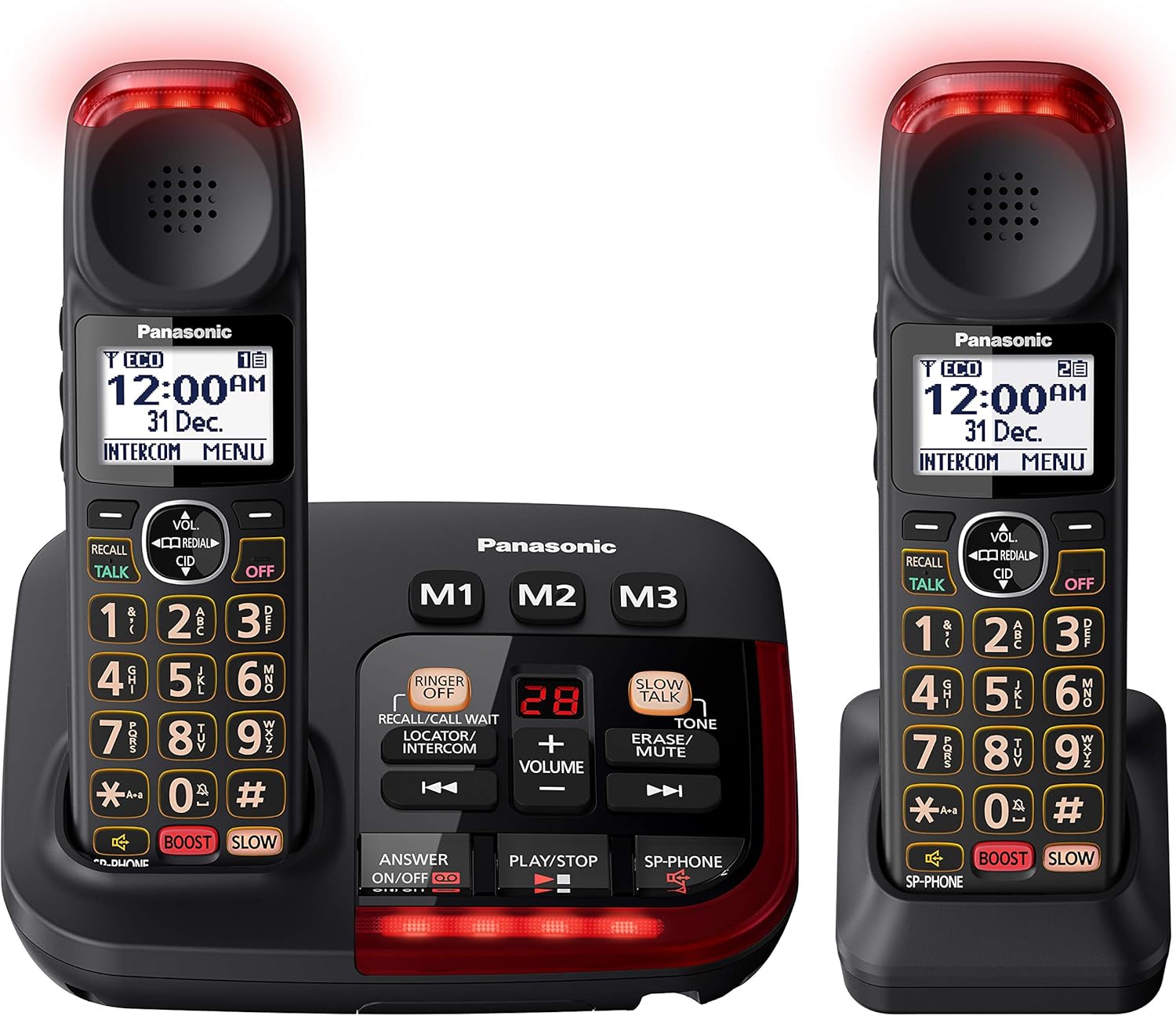 Panasonic DECT Digital Cordless Phone with Answering Machine and 2