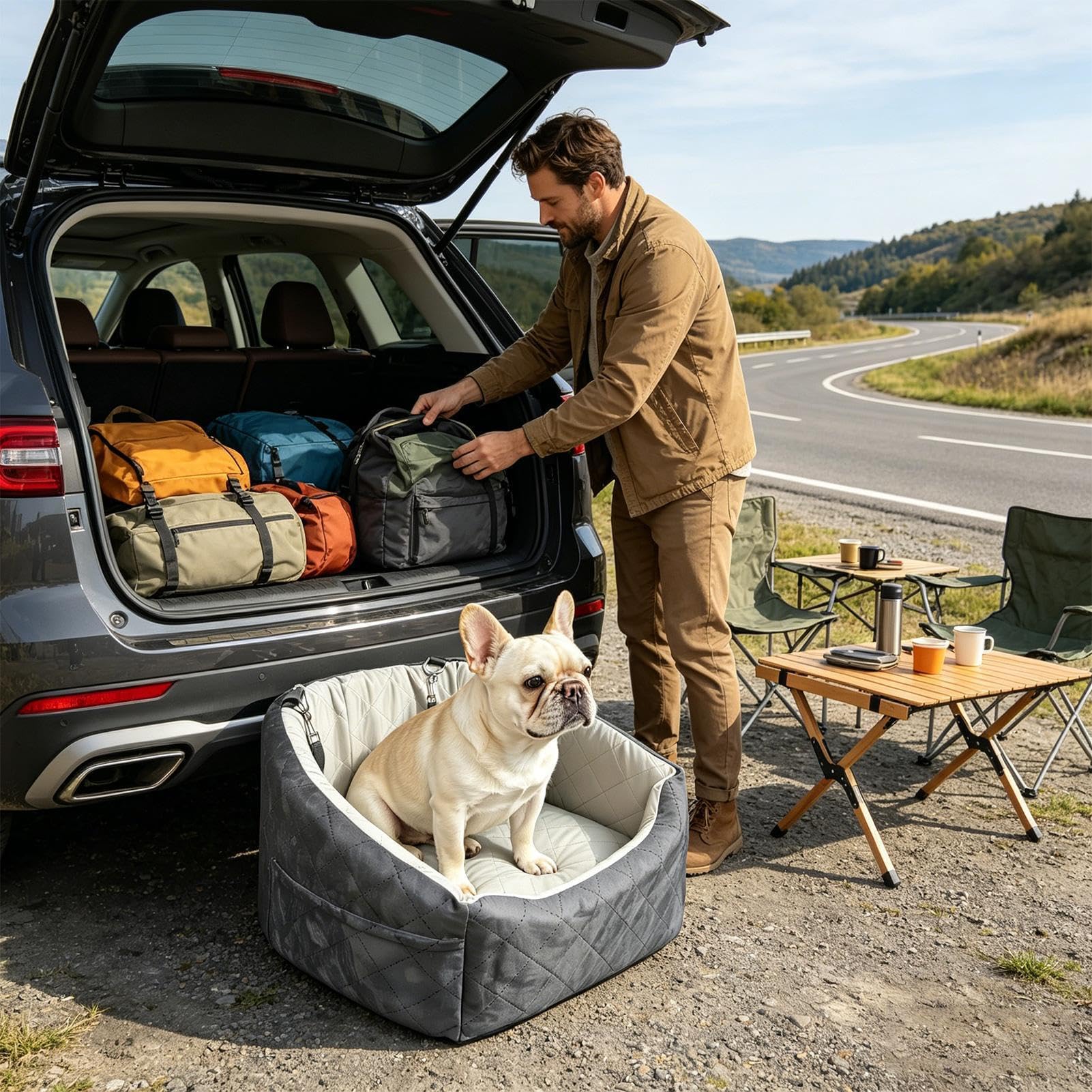 Asiento de Coche para Perro Impermeable con Cinturón de Seguridad para | Asiento Elevador Cama Coche para Perros para Mascotas Pequeñas y Medianas en SUV Pickup Sedán Furgoneta y