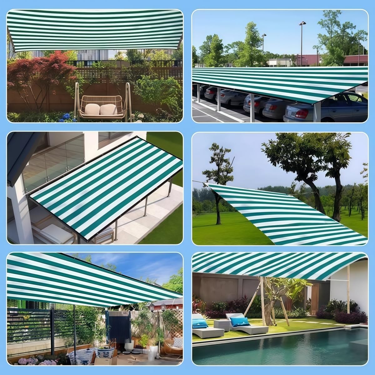 Malla Sombra Rayas Verde Blanco HDPE, Lona Aislante térmica para Invernadero y jardín