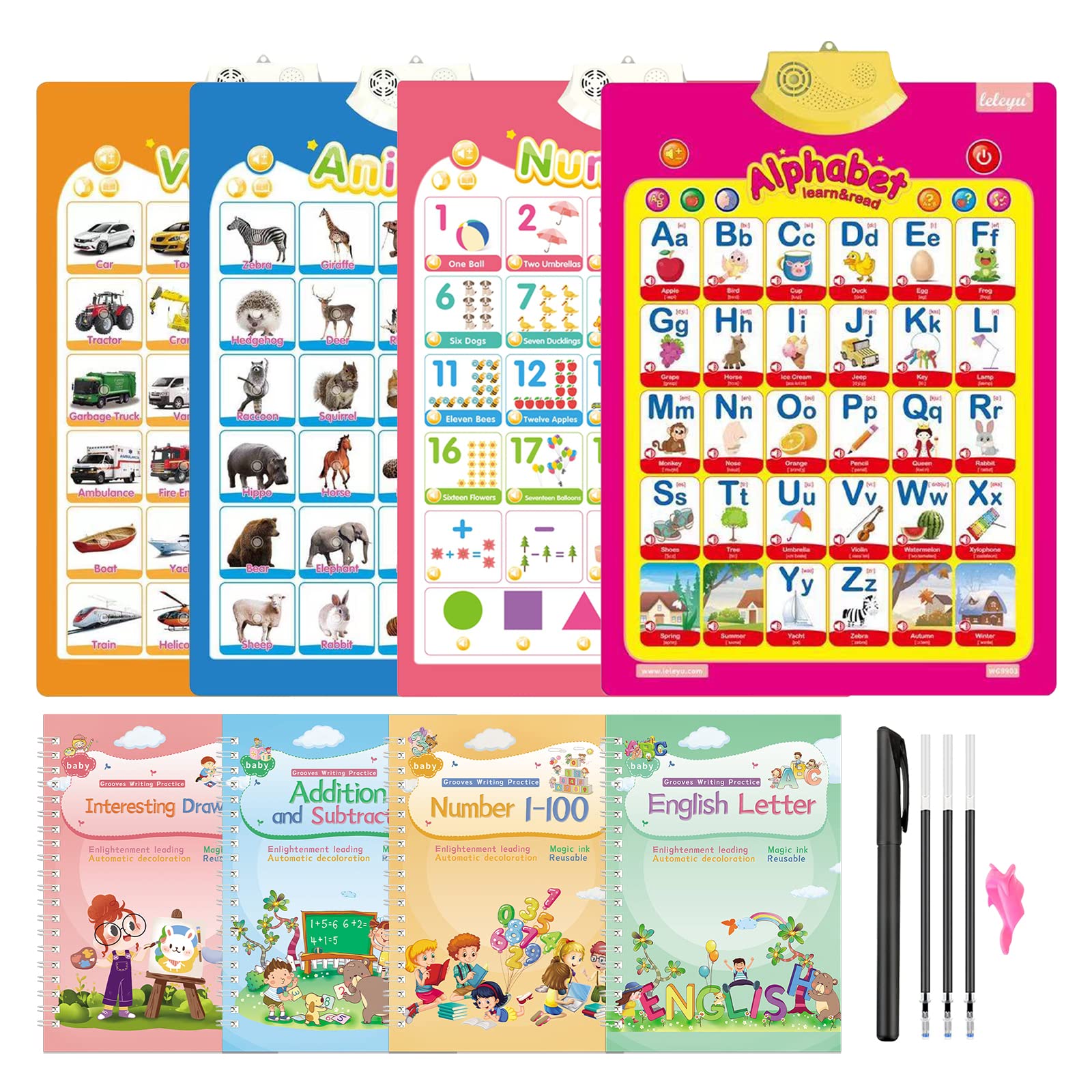 Buy 4 PCS Electronic Interactive Alphabet Wall Chart + 4 PCS Magic