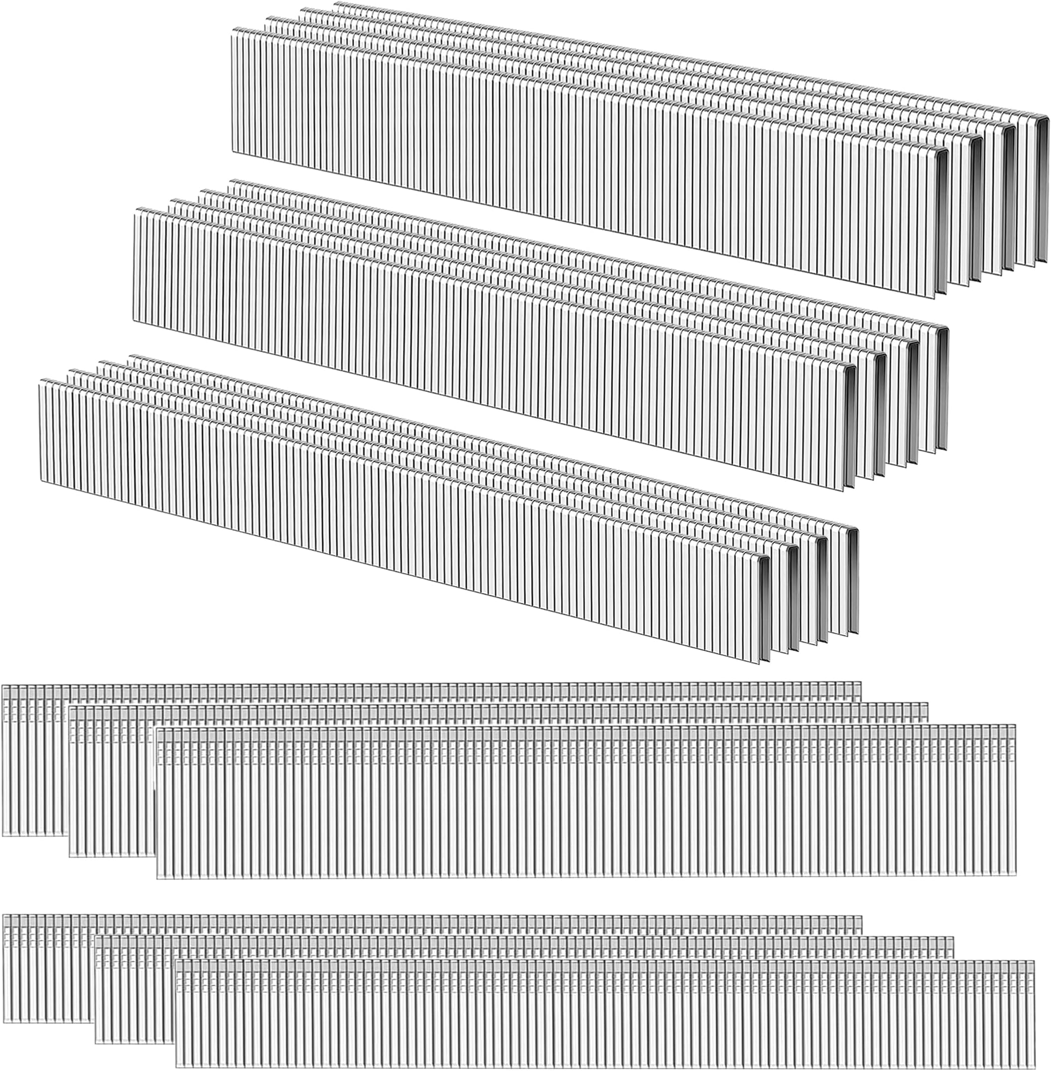 18 Gauge 1800PCS,1/4" Narrow Crown Staples (1/2"- 400; 3/4"- 400; 1"- 400) and Brad Nails (5/8"-300,3/4"-300), Suitable for Most Brand of 18 Gauge Stapler