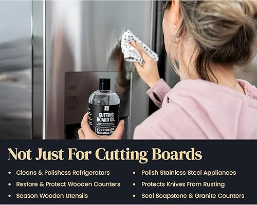 Miniatura 5 de Tabla de cortar de madera de nogal de 17 x 11 pulgadas + aceite mineral de grado alimenticio de 15 onzas + tabla de cortar aplicador de aceite