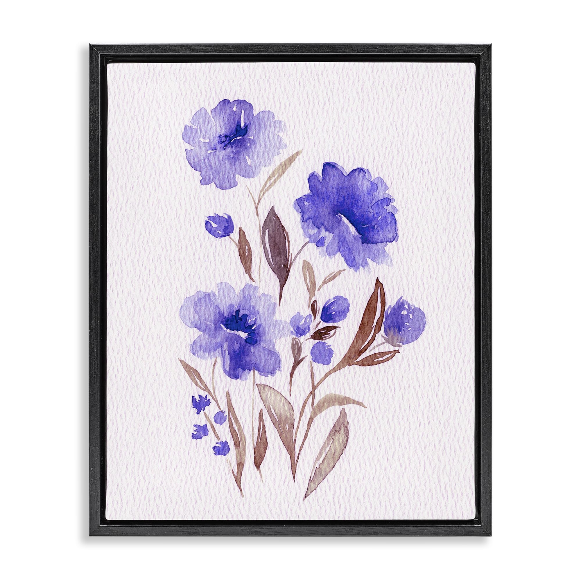 Stupell Industries 'Watercolor Purple Blossoms', Floating Frame Canvas Art, Black, 25 x 31 Inches, Easy to Hang and Sturdy, Made in USA, by Leah Noel Art
