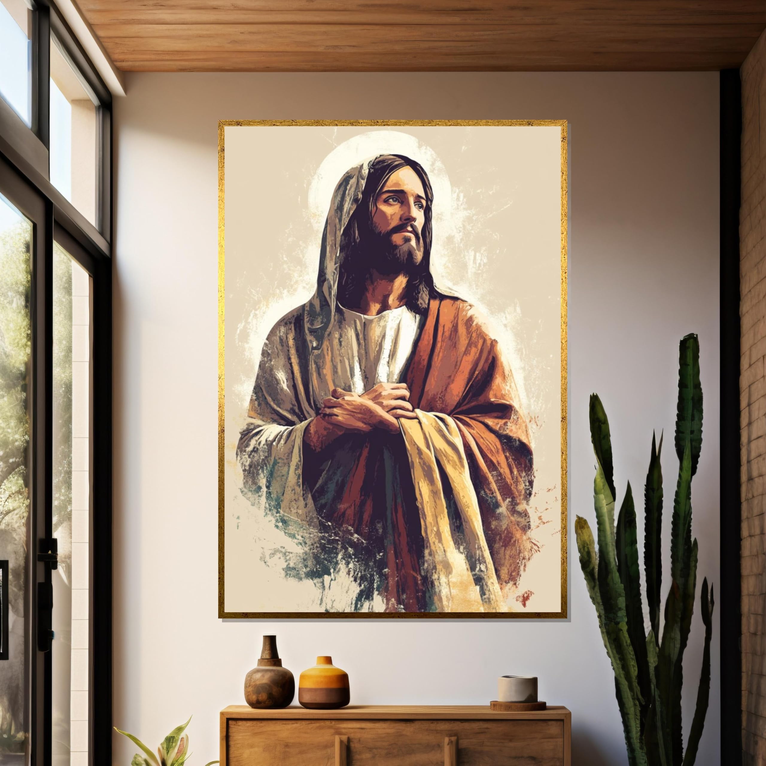 Portrait divin de Jésus impression sur toile décoration murale chic - 8