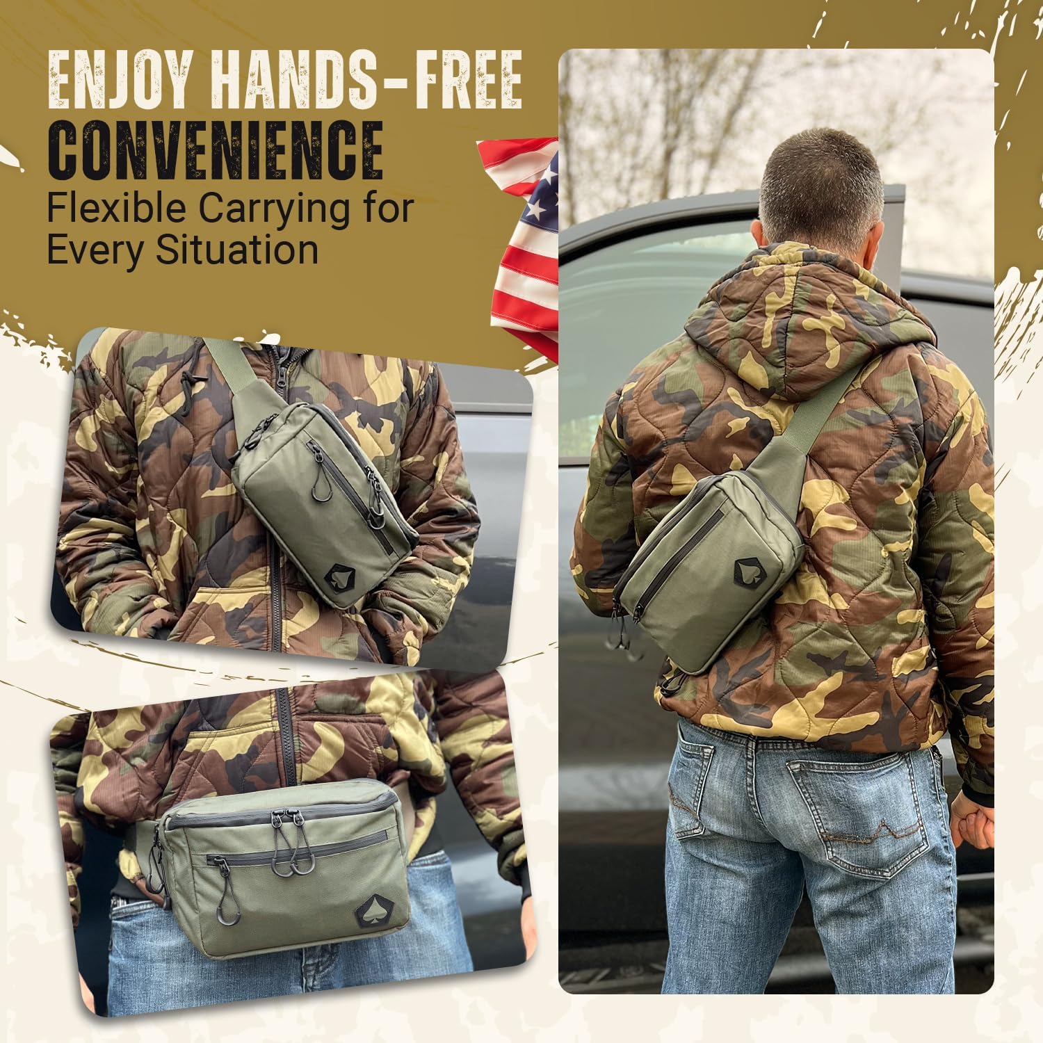 HighSpeedDaddy Tactical Fanny Pack – Waterproof Fanny Belt Bag Pack with Adjustable Waist - 500D Nylon with Quick-Access Pockets - Everyday EDC Pouch for Men & Women - Coyote Brown - Image 5