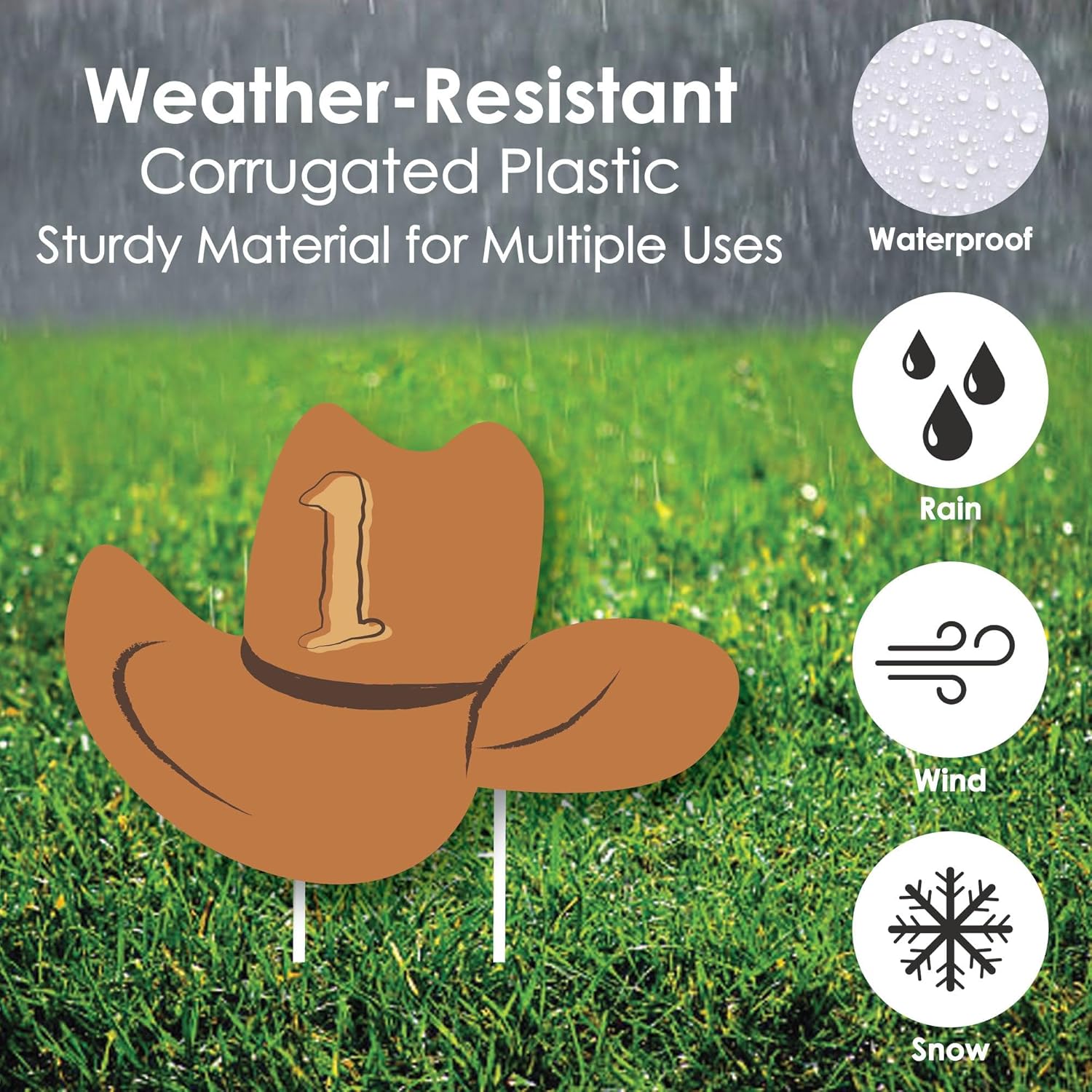 Big Dot of Happiness My First Rodeo - Cowboy Boots, Hat Horseshoe and Number 1 Lawn Decorations - Outdoor Little Cowboy 1st Birthday Party Yard Decorations - 10 Piece