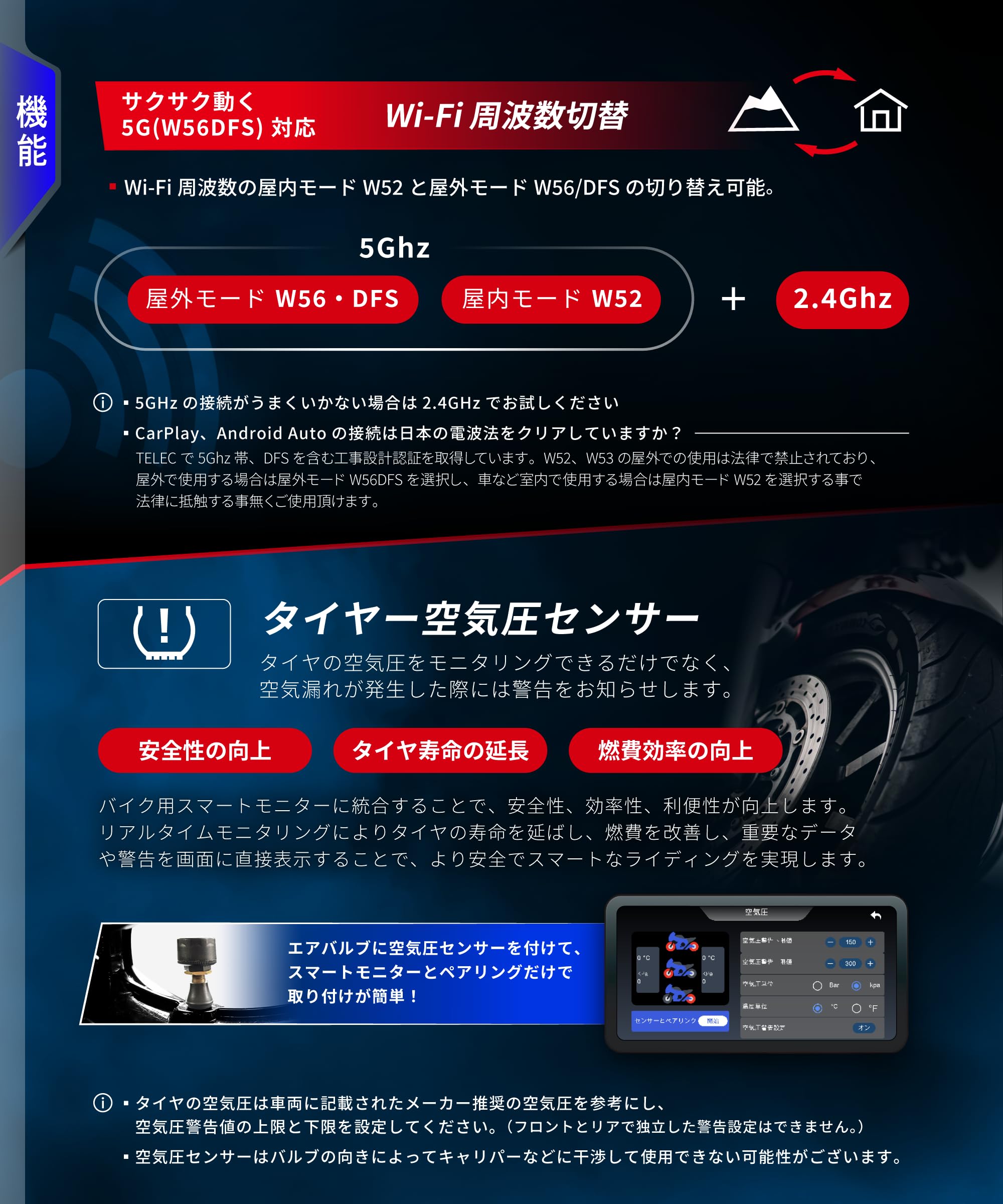 Kaedear KDR-D22 5.5インチ バイク スマートモニター ドライブレコーダー