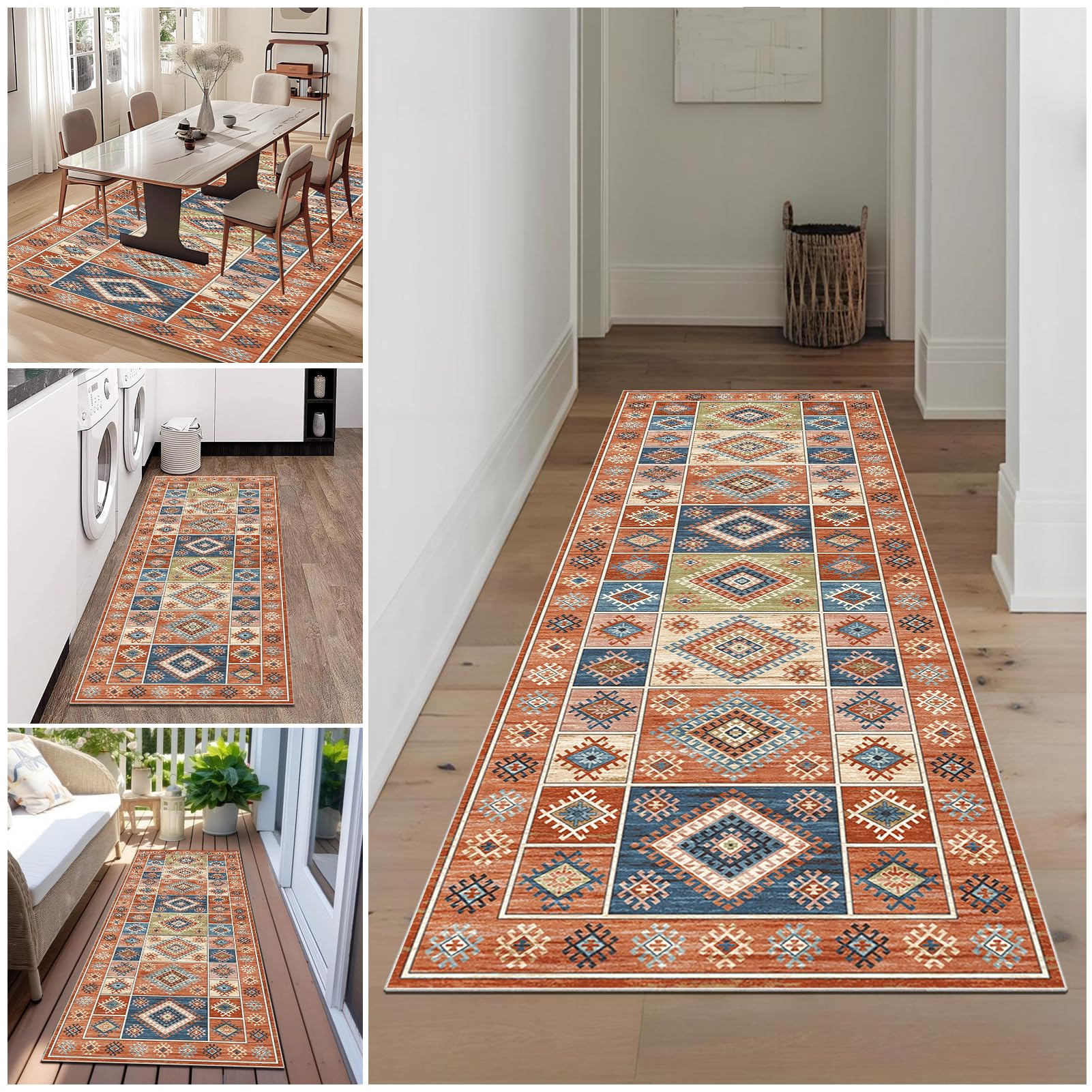 Alfombra Pasillo Larga Alfombra Cocina Lavable Antideslizante 100 x 300 cm Tapete Corredor Felpudo de Entrada, Antideslizante Lavables Corredor para Puerta Entrada Interior Absorbente Felpudo