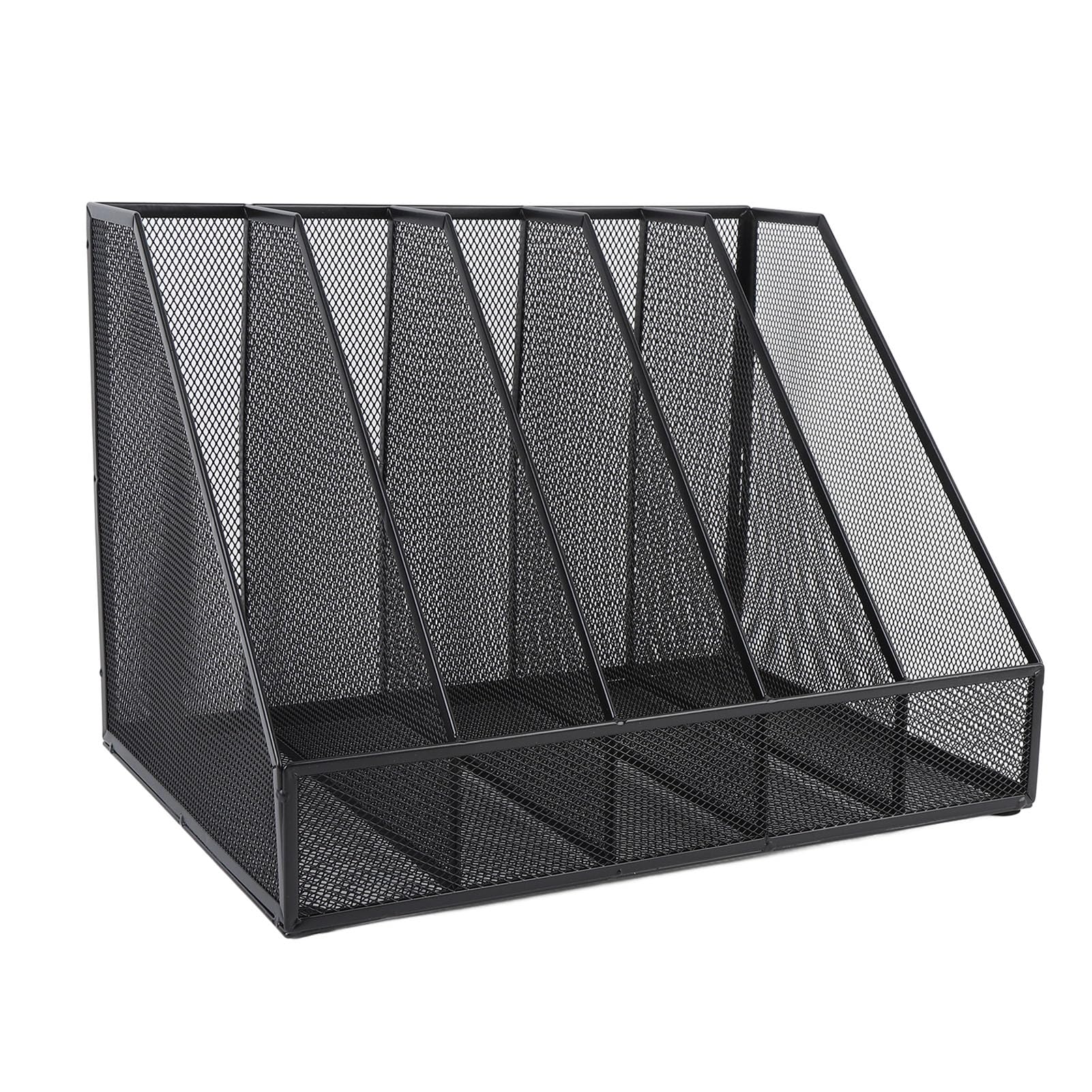Organizzatore di file da tavolo Scaffale da scrivania verticale a 5 sezioni Rete addensata Robusta casa per ufficio Scuola Nero