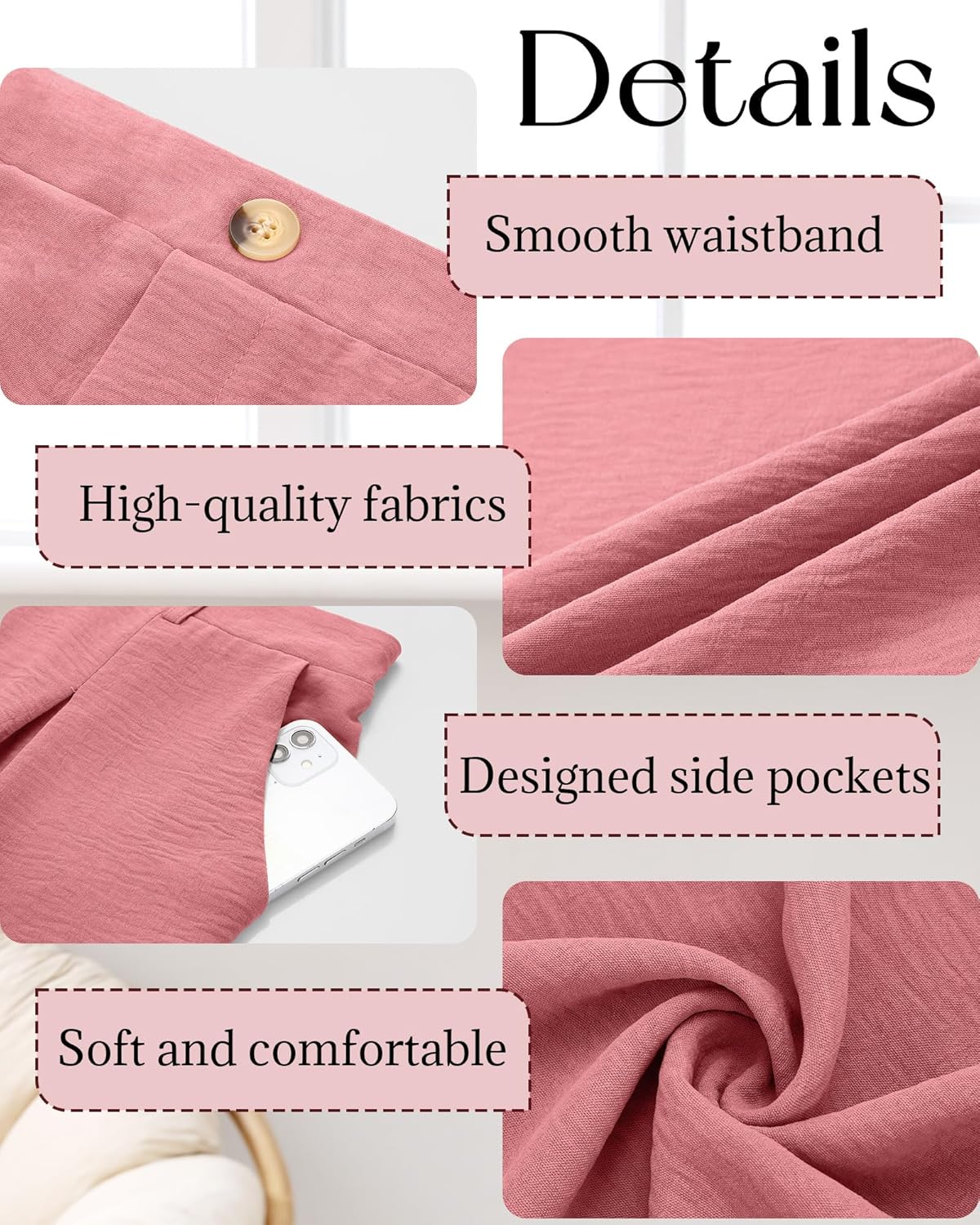 Neer Women's Plus Size Wide Leg Pants, Elastic High Waist Palazzo Pants Casual Business Trousers with Pockets - Image 5