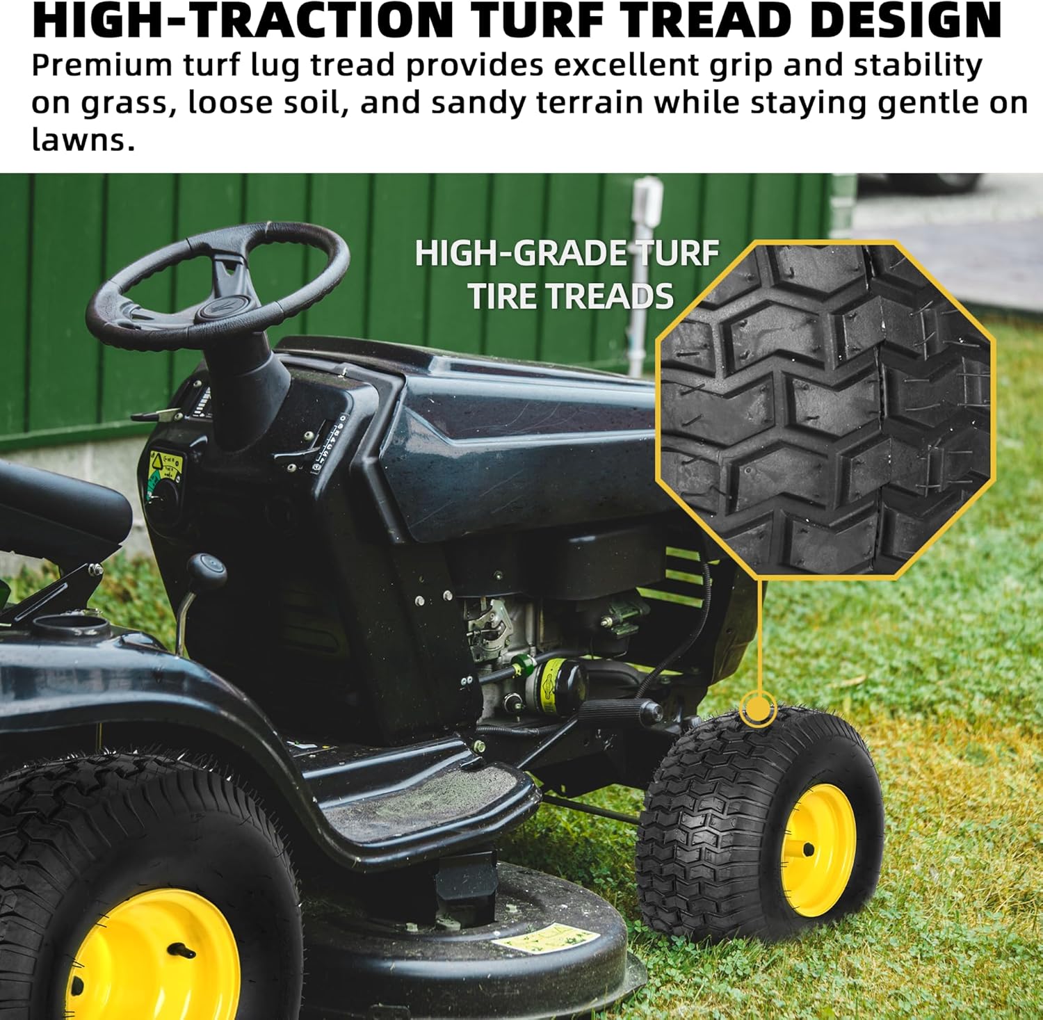 AR-PRO 20x8.00-8 Rear Tire and Wheel Assembly, 4-Ply Tubeless Turf Tire with 3/4" Borehole, 3.5" Offset Hub, 3/16" Keyway – Compatible with John Deere Riding Lawn Mowers & Garden Tractors