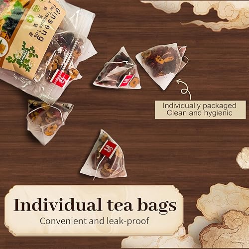 Miniatura 7 de Té de Ginseng Cinco Tesoros para los Riñones - Té de Ginseng y Mora Herbales, Tés Naturales de Limpieza y Desintoxicación de los Riñones con Datiles