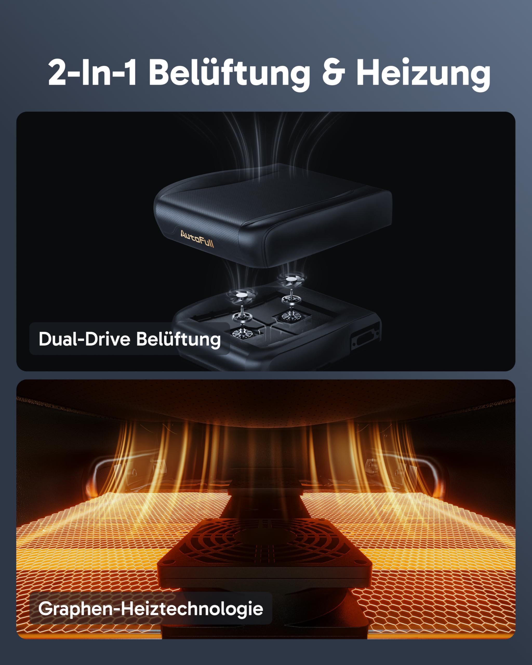 AutoFull M6 Ultra 2.0 Gaming Stuhl mit Massage, Schwarz | Heizung & Kühlung, adaptive Lordosenstütze, Fußstütze, 3D Kopfstütze, 360° Armlehnen, belastbar bis 150 kg