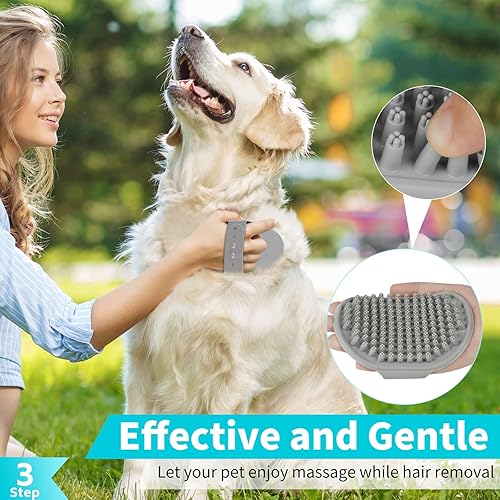 Miniatura 4 de Comotech 6 cepillos de baño para perros y cepillos de dientes para perros  Cepillo de champú y estropajo con mango ajustable para perros y gatos de