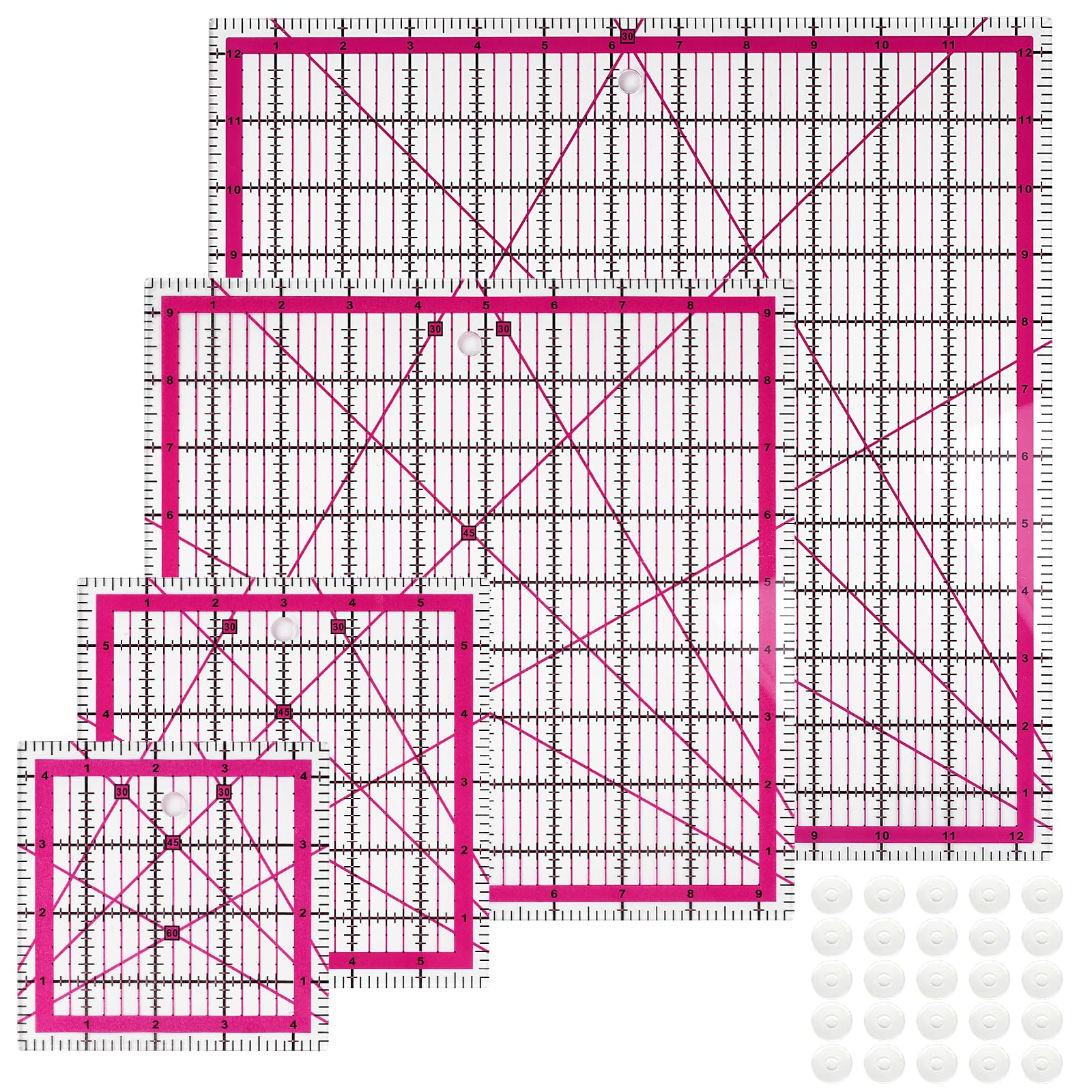 Rosa Vierteiliges Set quadratisch Modellgröße + Patchwork-Li