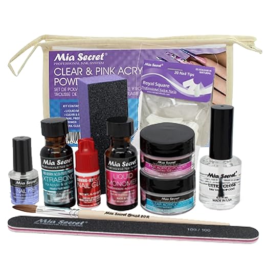 Mia Secret Acrylic Nail Kit - Beginner's Set With Pink & Clear Acrylic Powder - Complete Starter Kit
