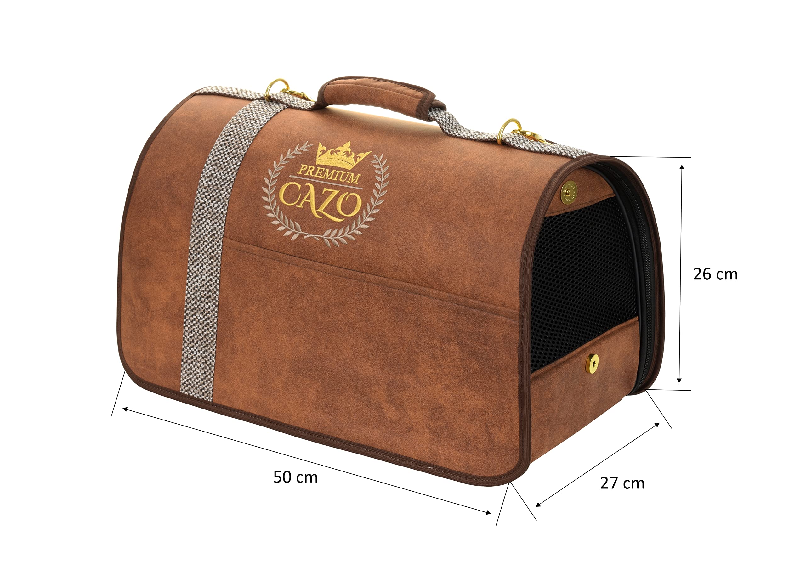 Borsa per il trasporto borsa Box cane Exclusiv lusso cazo 50 x 27 x 26 cm (marrone)