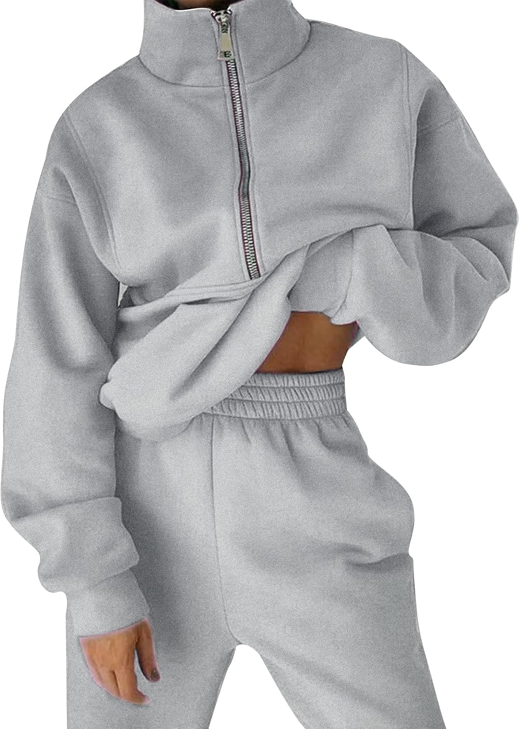 Kissonic Womens Fleece 2 Piece Outfits Sweatsuit Half Zip Pullover Sweatshirt Joggers Pants Tracksuit Set