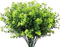 Vista 38 de RECUTMS - 8 ramas de flores artificiales, eucalipto artificial realistas, resiste rayos ultravioleta, para jardín, patio, boda, oficina y casa