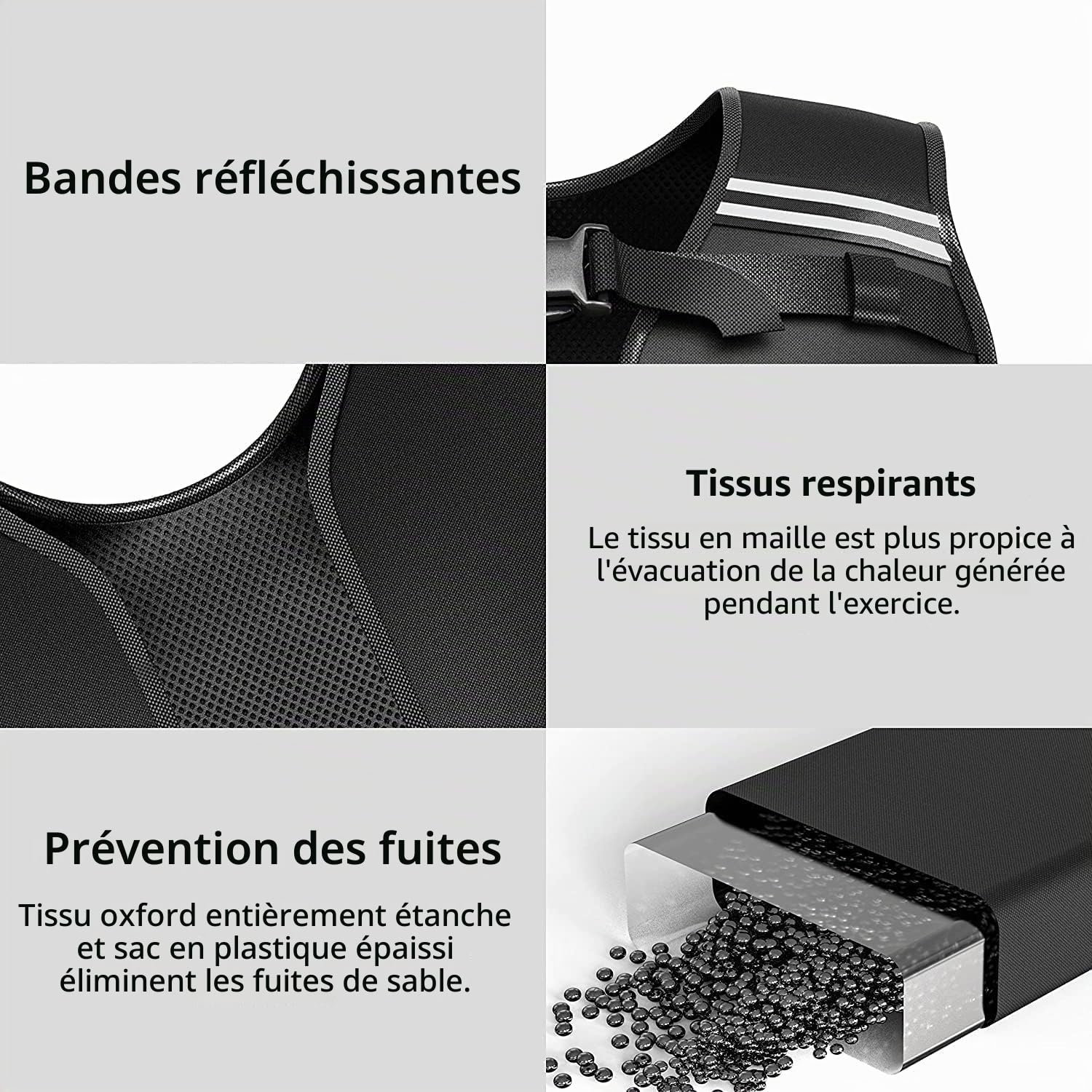PROIRON Gilet Lesté Réglable 10kg/20kg, 20 Packs de Poids, Veste de Poids Homme Femme avec Bande Réfléchissante pour Course à Pied Musculation Entraînement Force Endurance Exercice Cardio, Noir