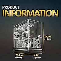 Vista 9 de Geometric Future M5 de vidrio templado semitorre, carcasa de juego E-ATX/ATX, acero de 1.2mm, tipo C, paneles sin herramientas, soporte