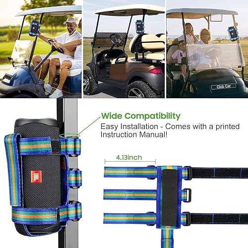Miniatura 3 de 10L0L Soporte de altavoz portátil para barandilla de carrito de golf, correa ajustable que se adapta a la mayoría de altavoces inalámbricos