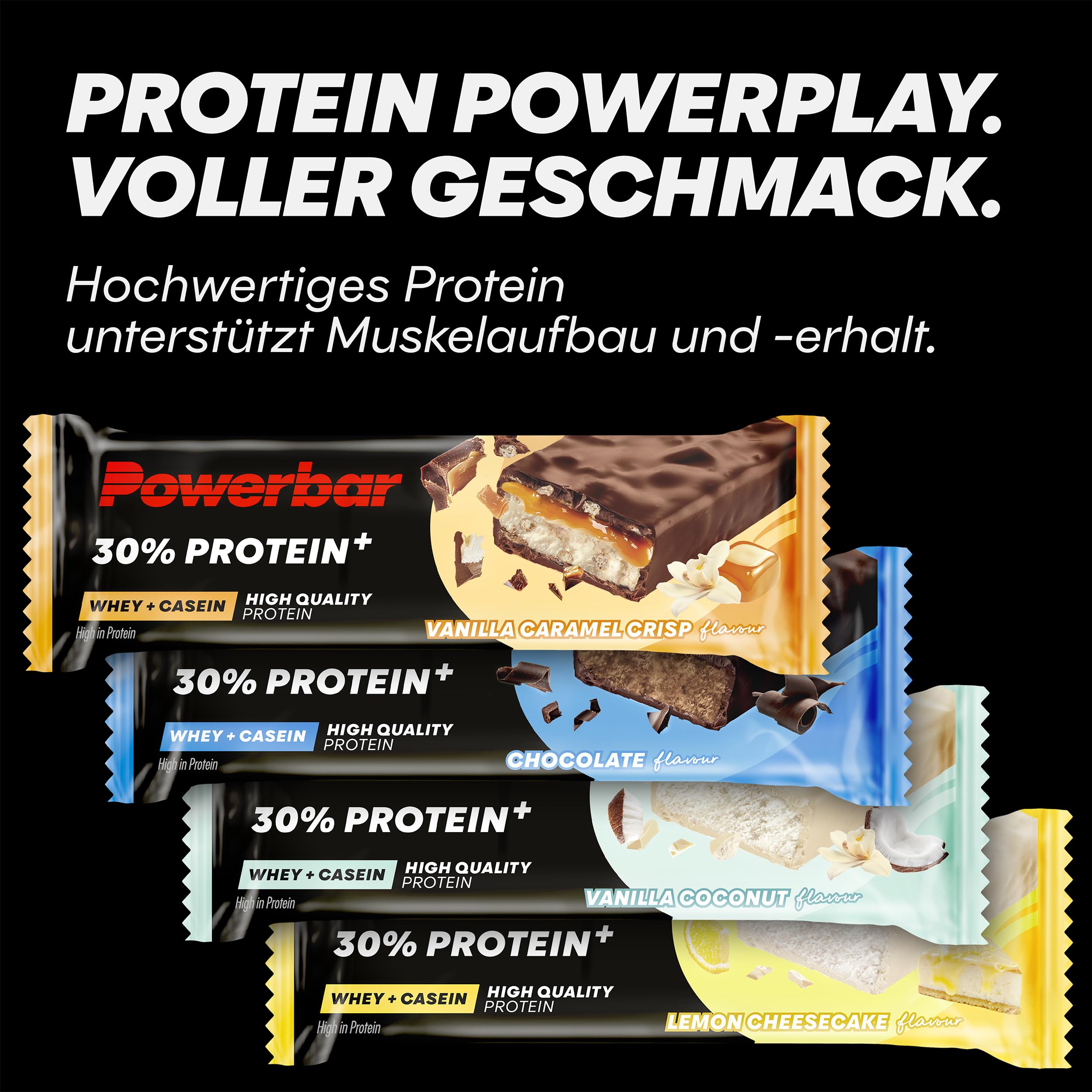 Powerbar - 30% Protein Plus - Chocolate - 15x55g - High Protein Riegel - Whey&Casein Protein - kollagenfrei