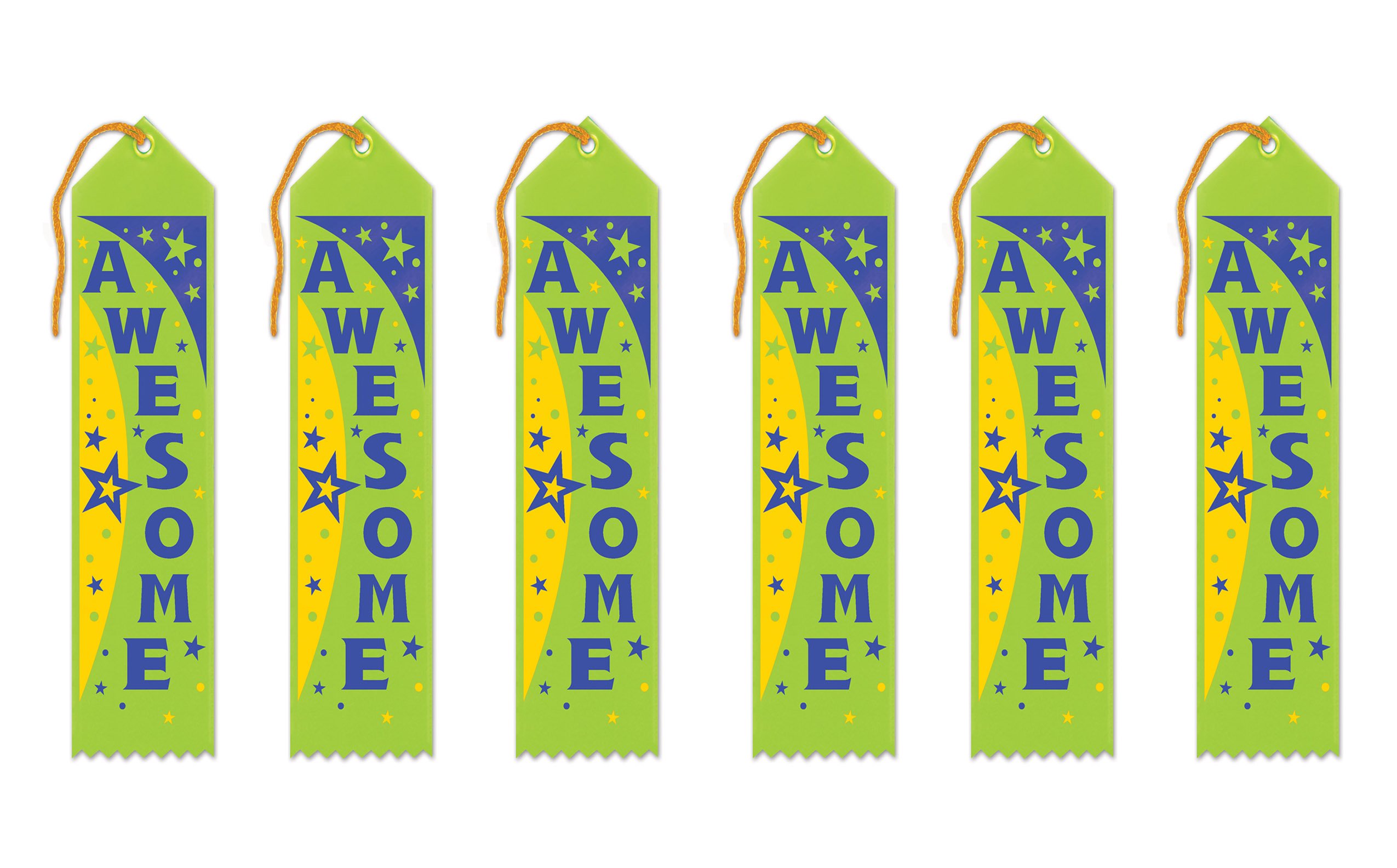 Beistle Awesome Award Ribbons, 2 by 8-Inch, 6-Pack