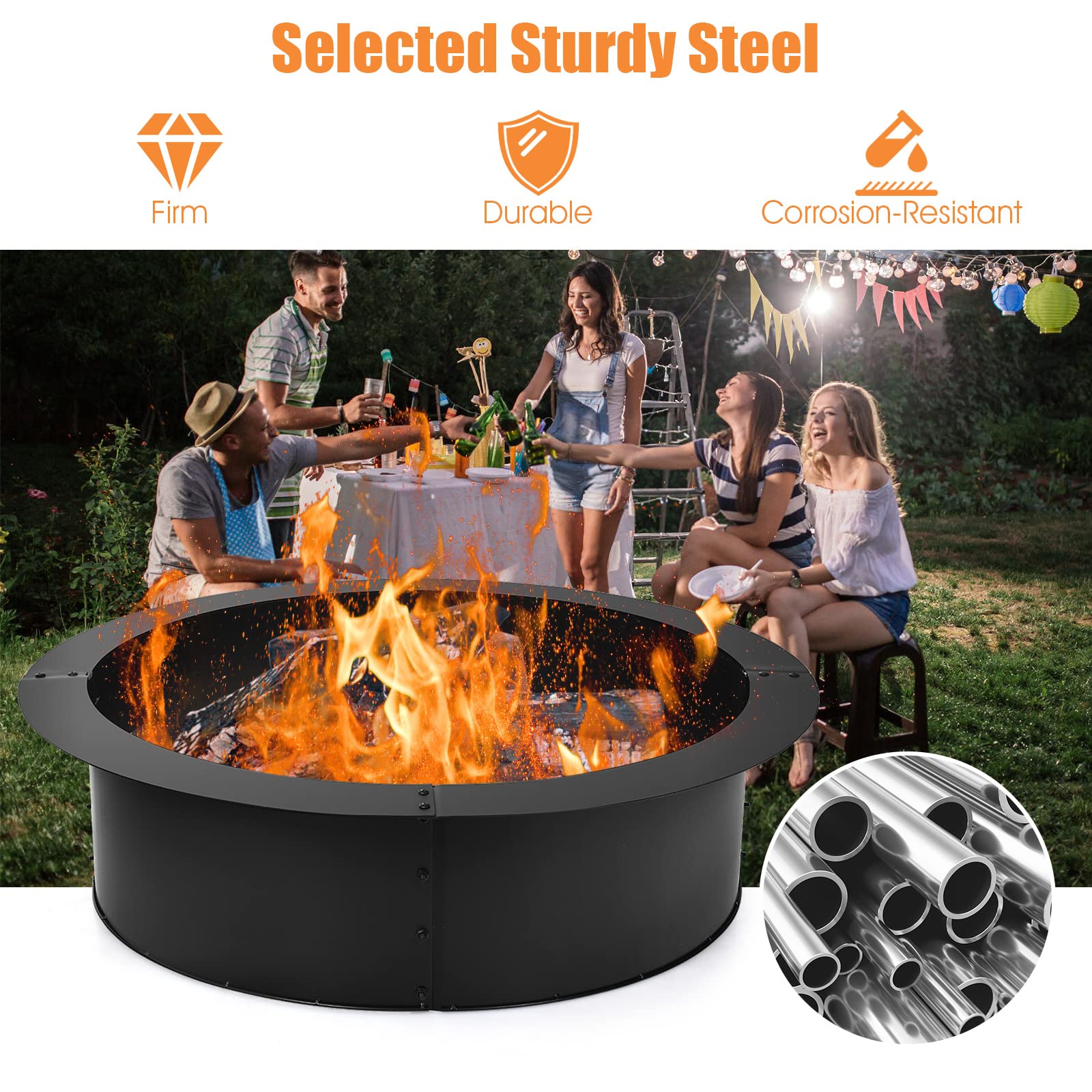 SOARS Anello per Braciere Diametro 930 mm/ID 765 mm, Altezza 255 mm | Braciere Rotondo, Acciaio al Carbonio Laminato a Caldo Rinforzato, da Giardino, Campeggio e Barbecue, Outdoor Fire Pit