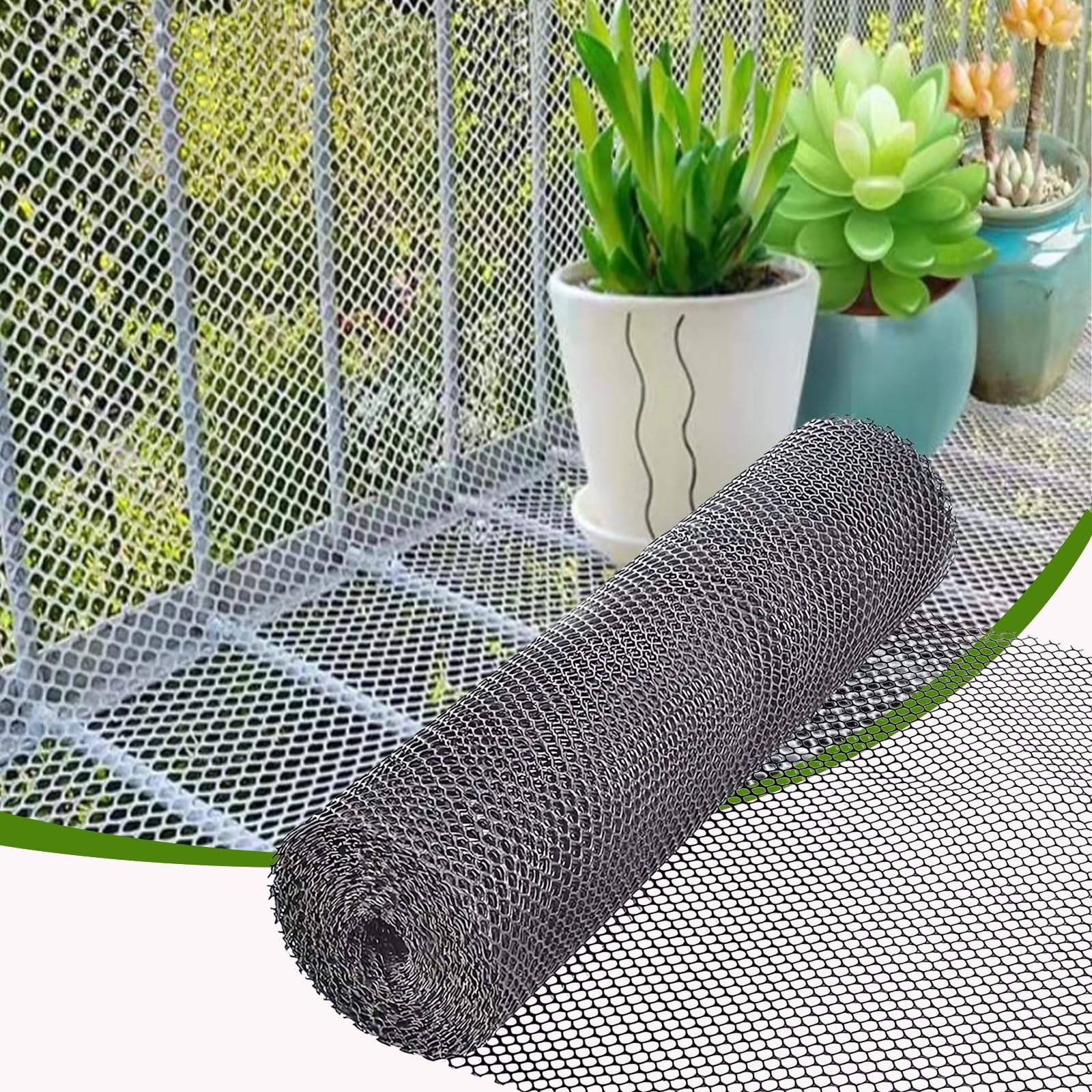HQQMNY Protective net tree protection net balcony net made of HDPE 0.3 m x 4 m can prevent the loss of pets breeding net for use in vegetable gardens and poultry farming, grey net hole: 1.8 cm