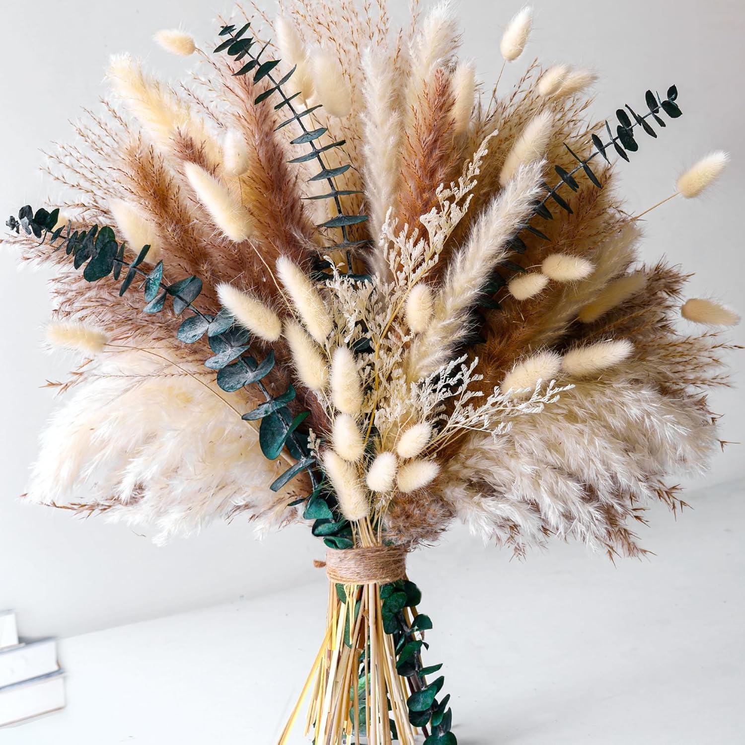 Pampas Grass Dried Nature Dryflowers DIY Dry Flowers Bouquet,Pampas Grass Bouquet Reed Flower Decor Ideal for Boho Living Room Bedroom and Vases